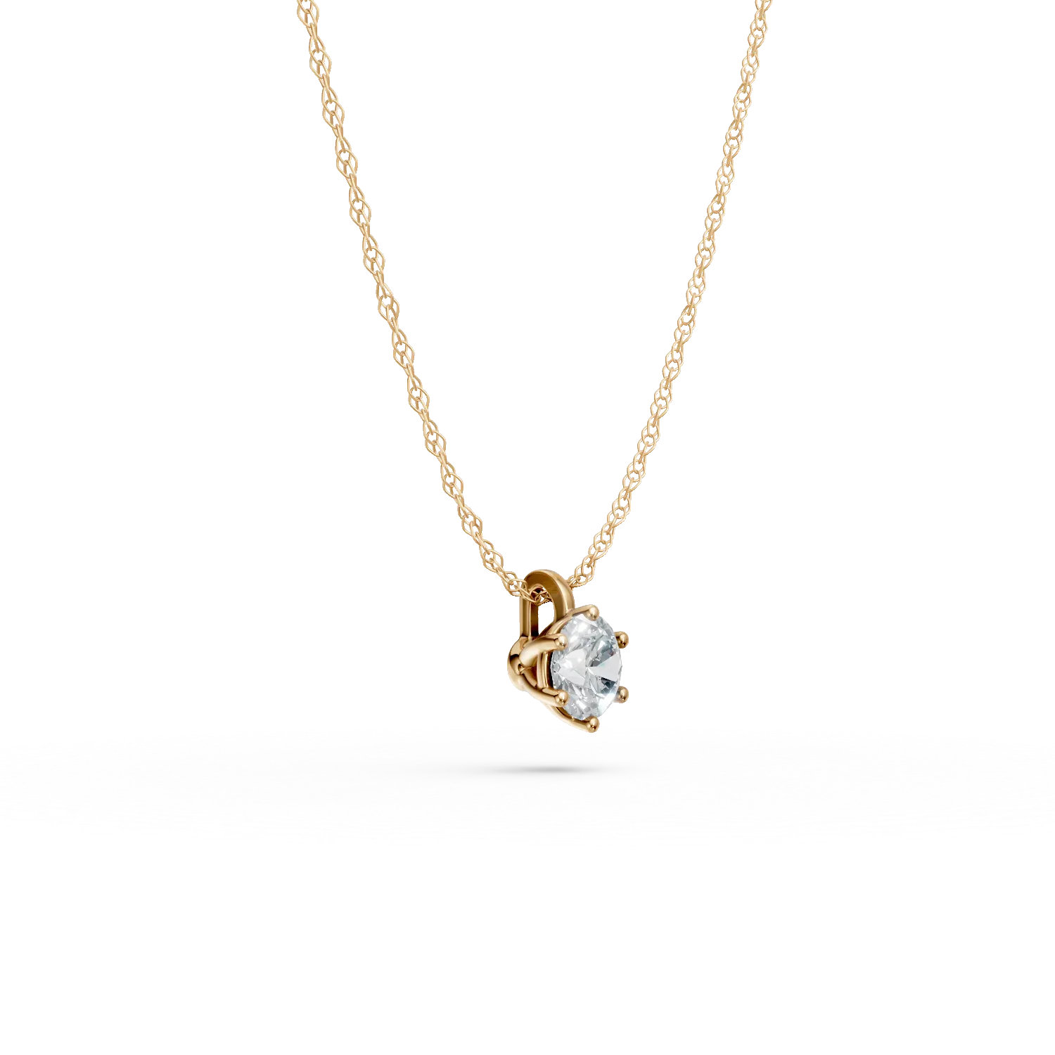 Lant cu pandantiv din aur galben cu diamant solitaire de 0.2ct creat in laborator