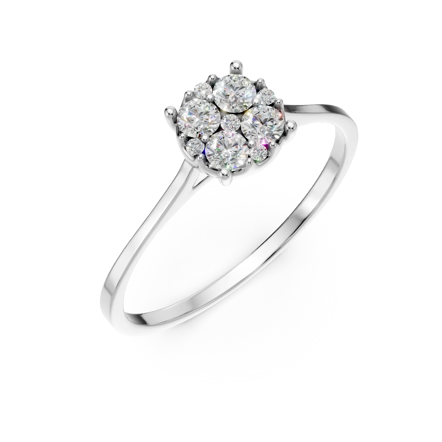 Inel de logodna din aur alb cu diamante de 0.2ct create in laborator