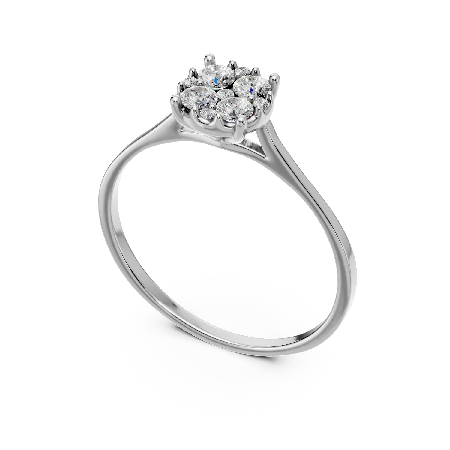 Inel de logodna din aur alb cu diamante de 0.2ct create in laborator