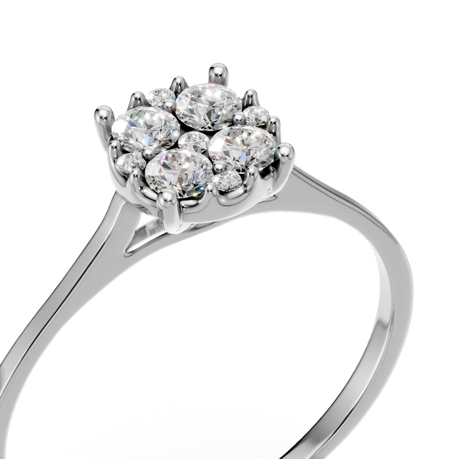 Inel de logodna din aur alb cu diamante de 0.2ct create in laborator