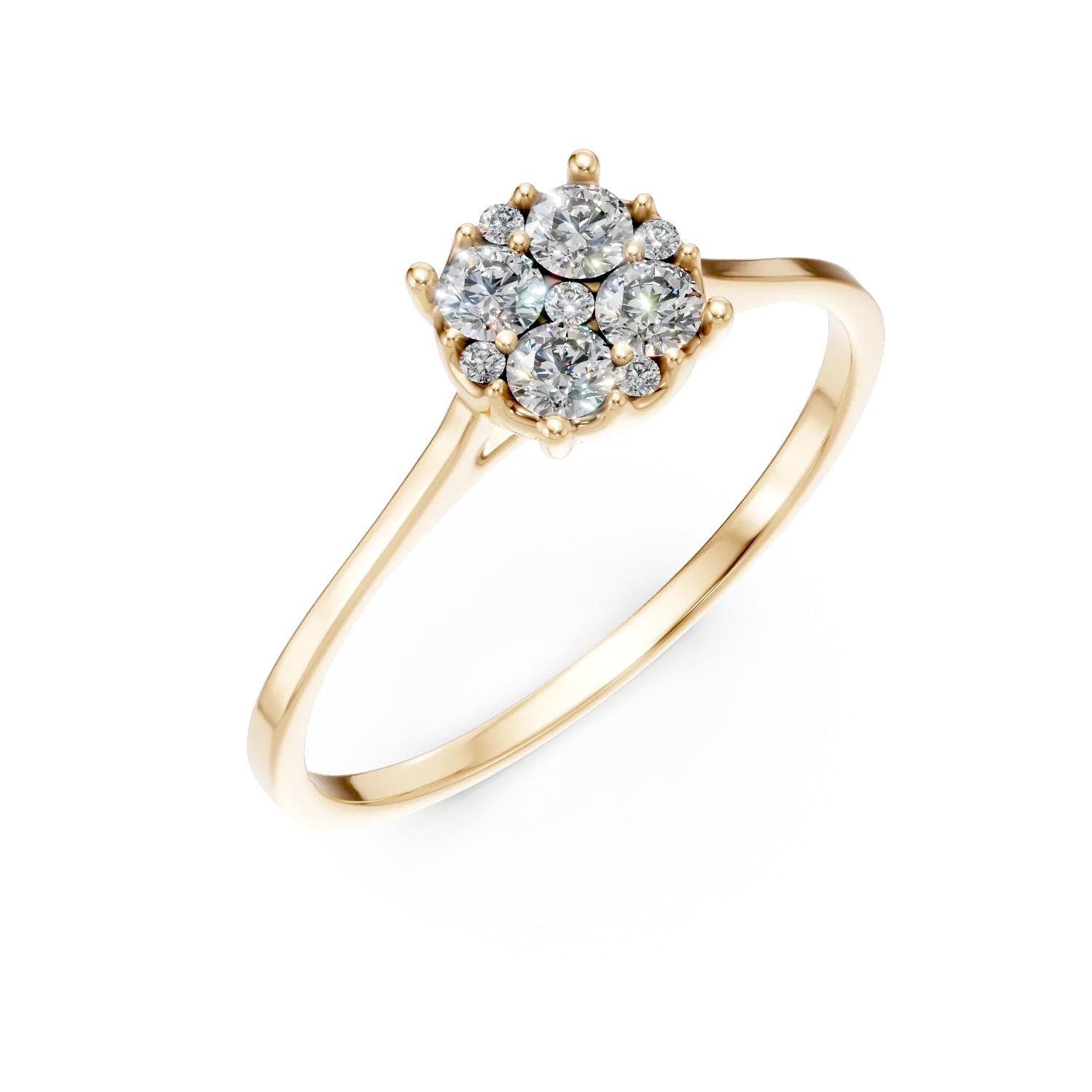 Inel de logodna din aur galben cu diamante de 0.25ct create in laborator