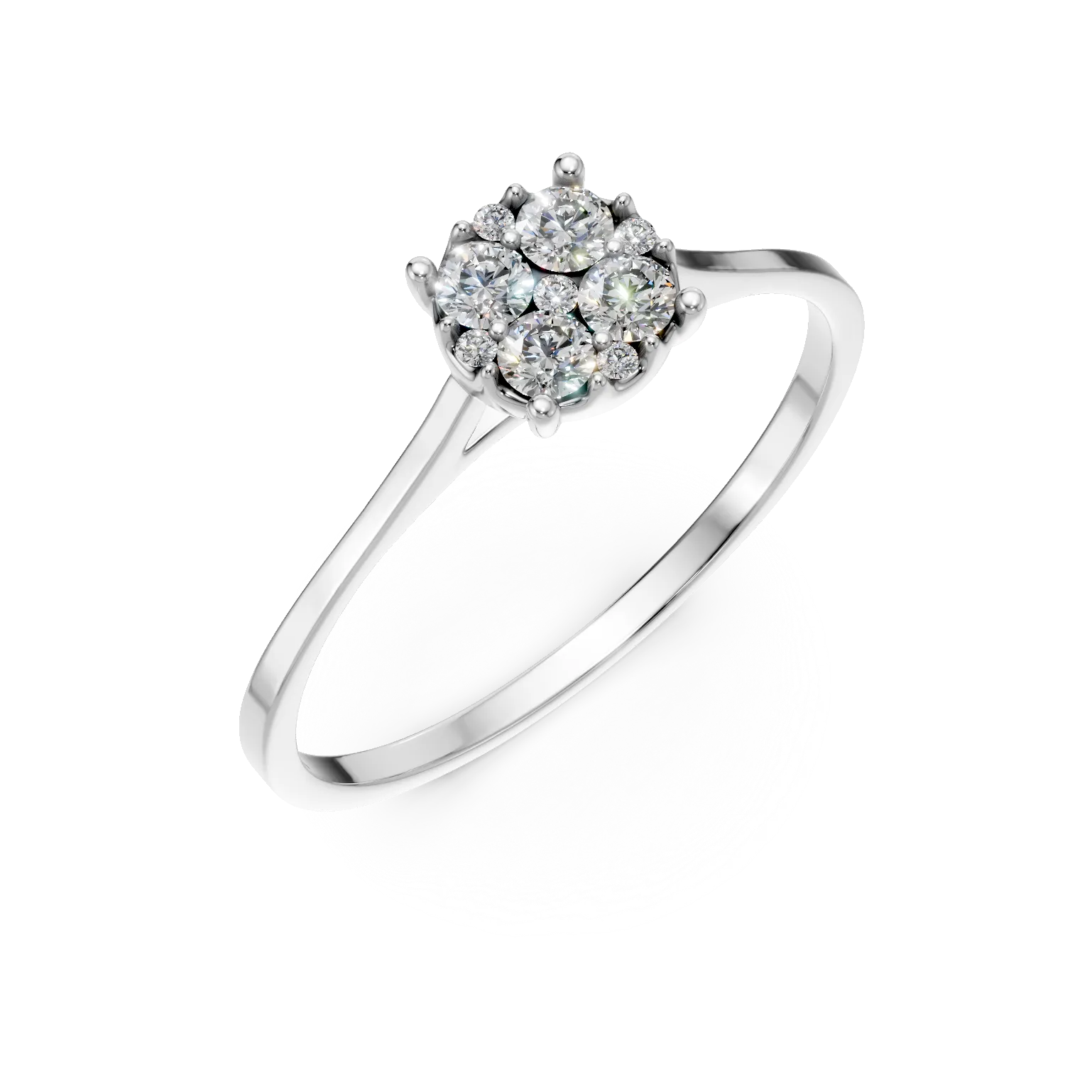 Inel de logodna din aur alb cu diamante de 0.1ct create in laborator