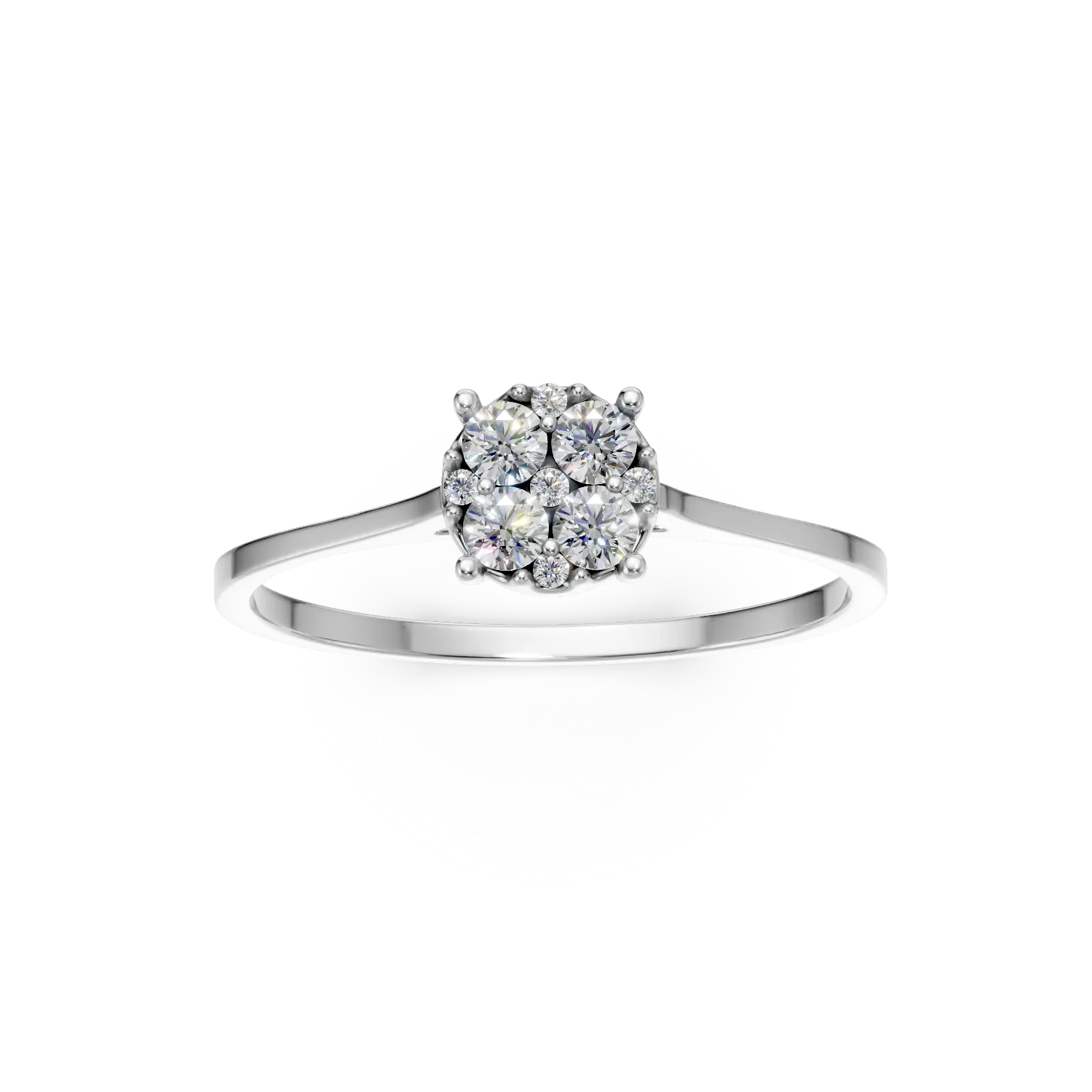 Inel de logodna din aur alb cu diamante de 0.1ct create in laborator