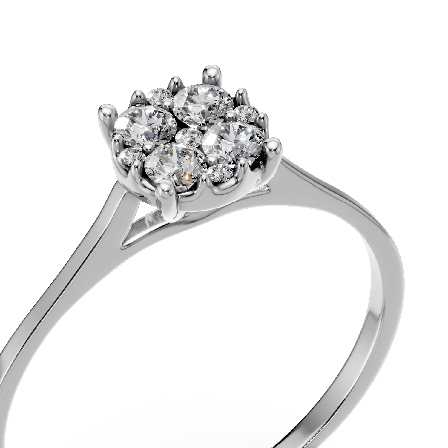 Inel de logodna din aur alb cu diamante de 0.1ct create in laborator