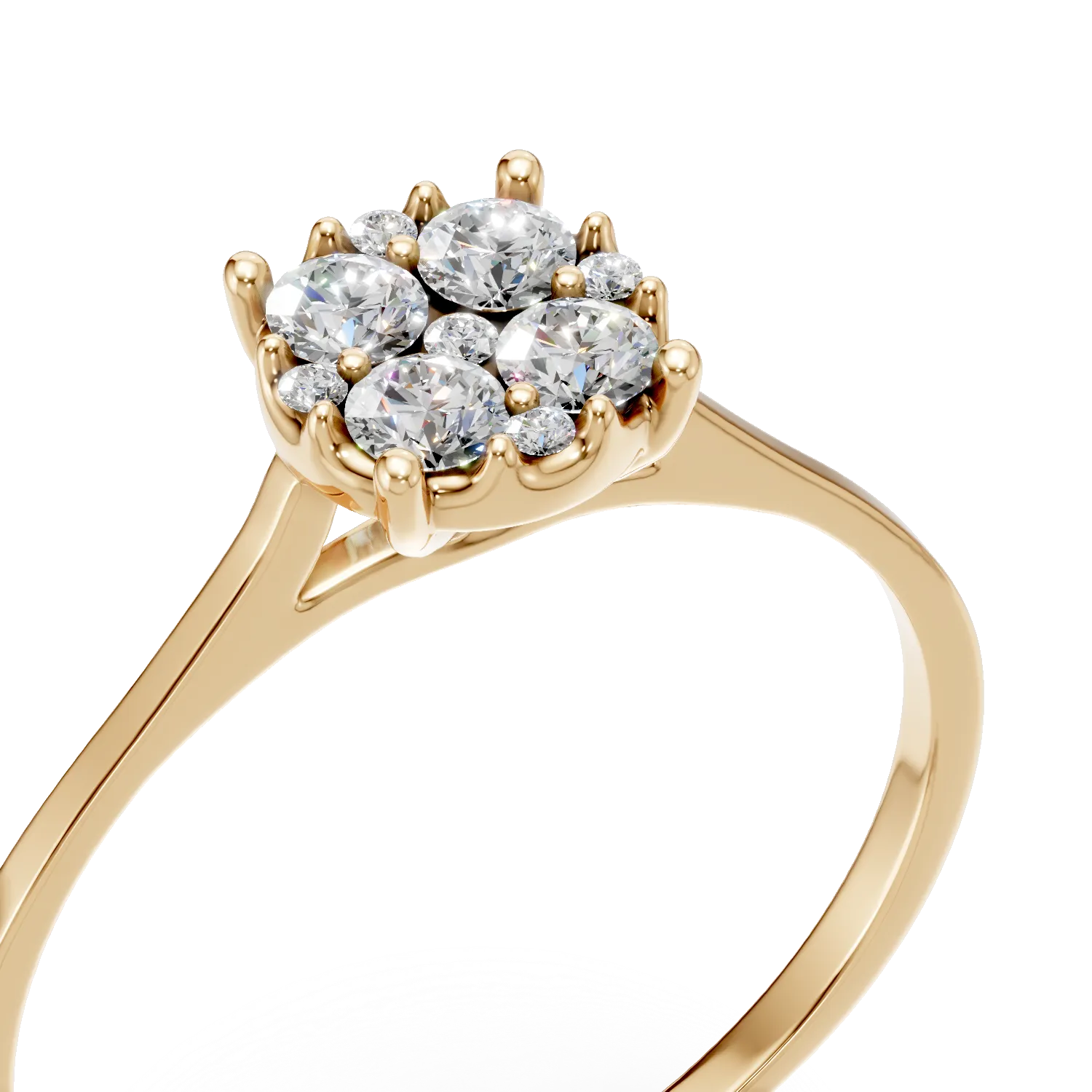 Inel de logodna din aur galben cu diamante de 0.2ct create in laborator
