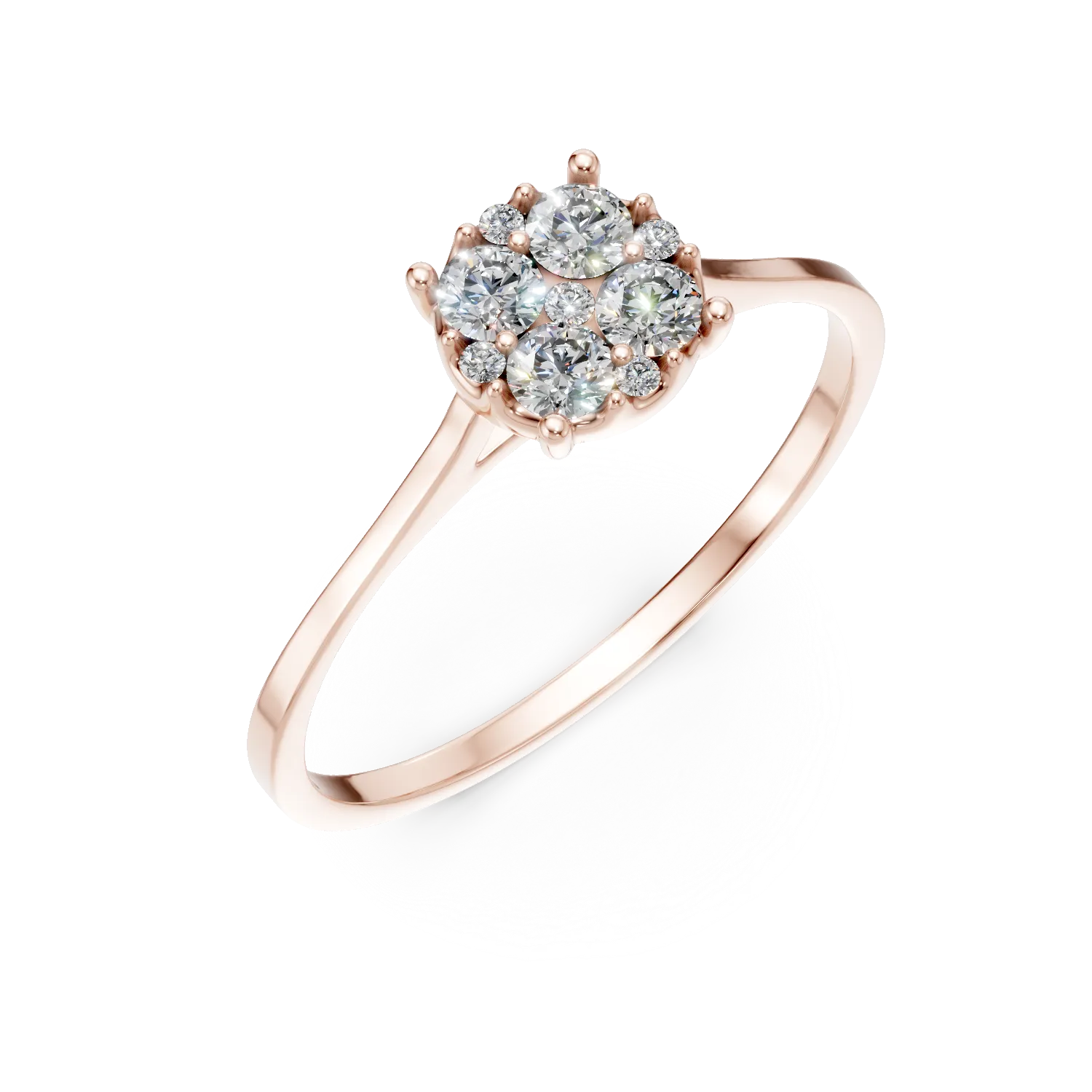 Inel de logodna din aur roz cu diamante creat in laborator de 0.15ct