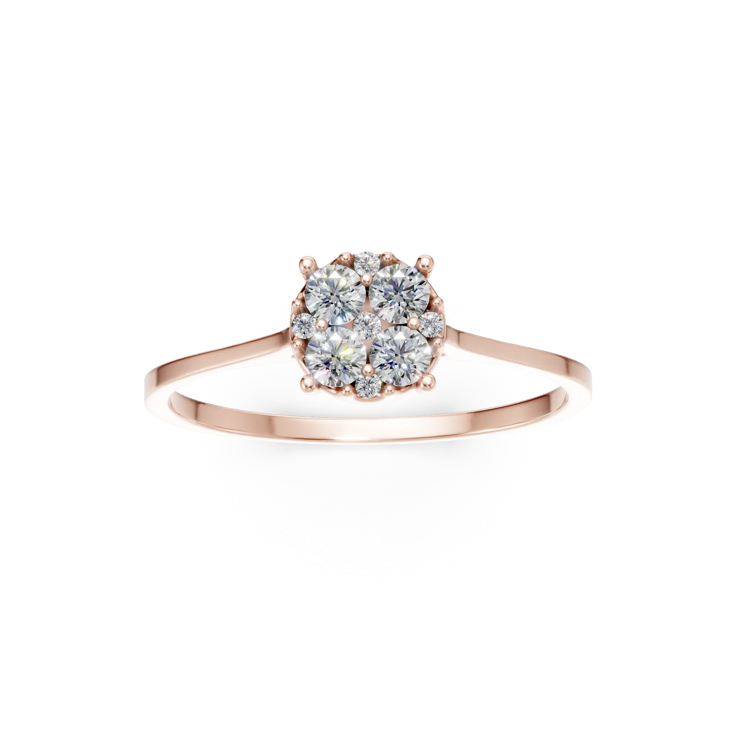 Inel de logodna din aur roz cu diamante creat in laborator de 0.15ct