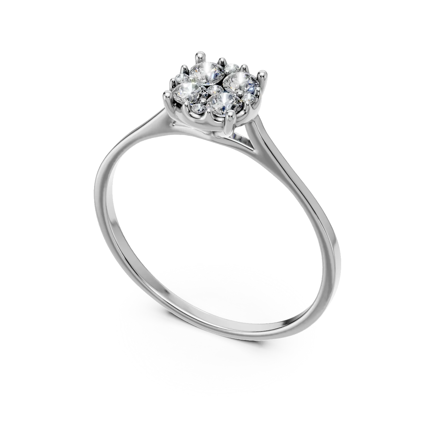 Inel de logodna din aur alb cu diamante create in laborator de 0.15ct