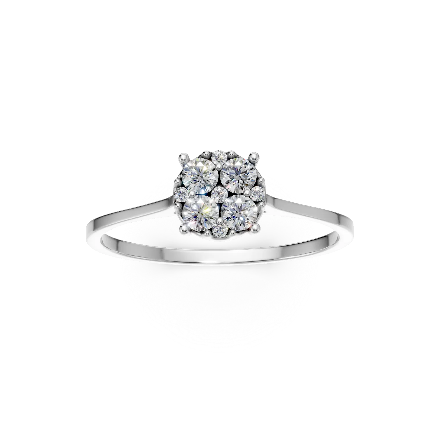 Inel de logodna din aur alb cu diamante create in laborator de 0.15ct