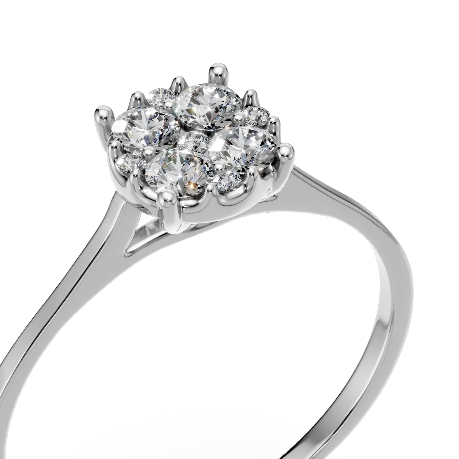 Inel de logodna din aur alb cu diamante create in laborator de 0.15ct