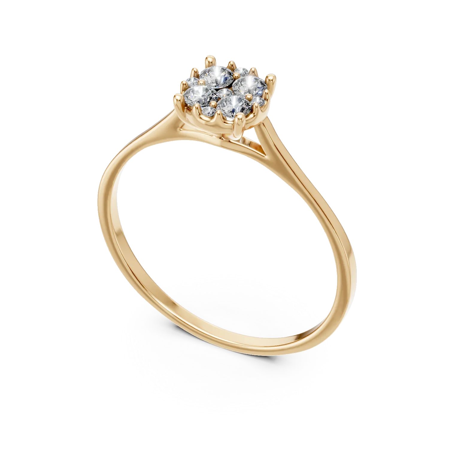 Inel de logodna din aur galben cu diamante de 0.1ct create in laborator