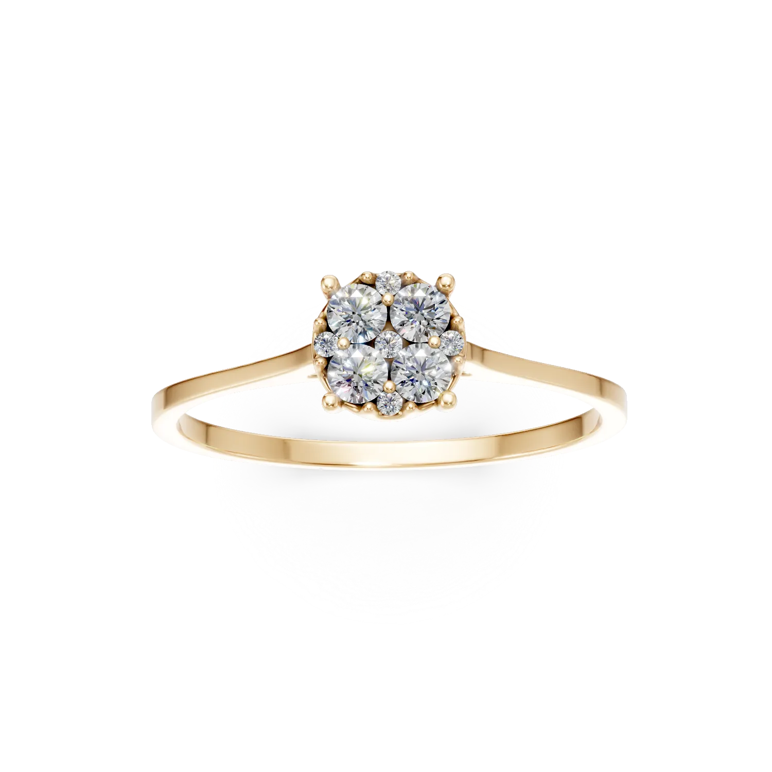 Inel de logodna din aur galben cu diamante de 0.1ct create in laborator