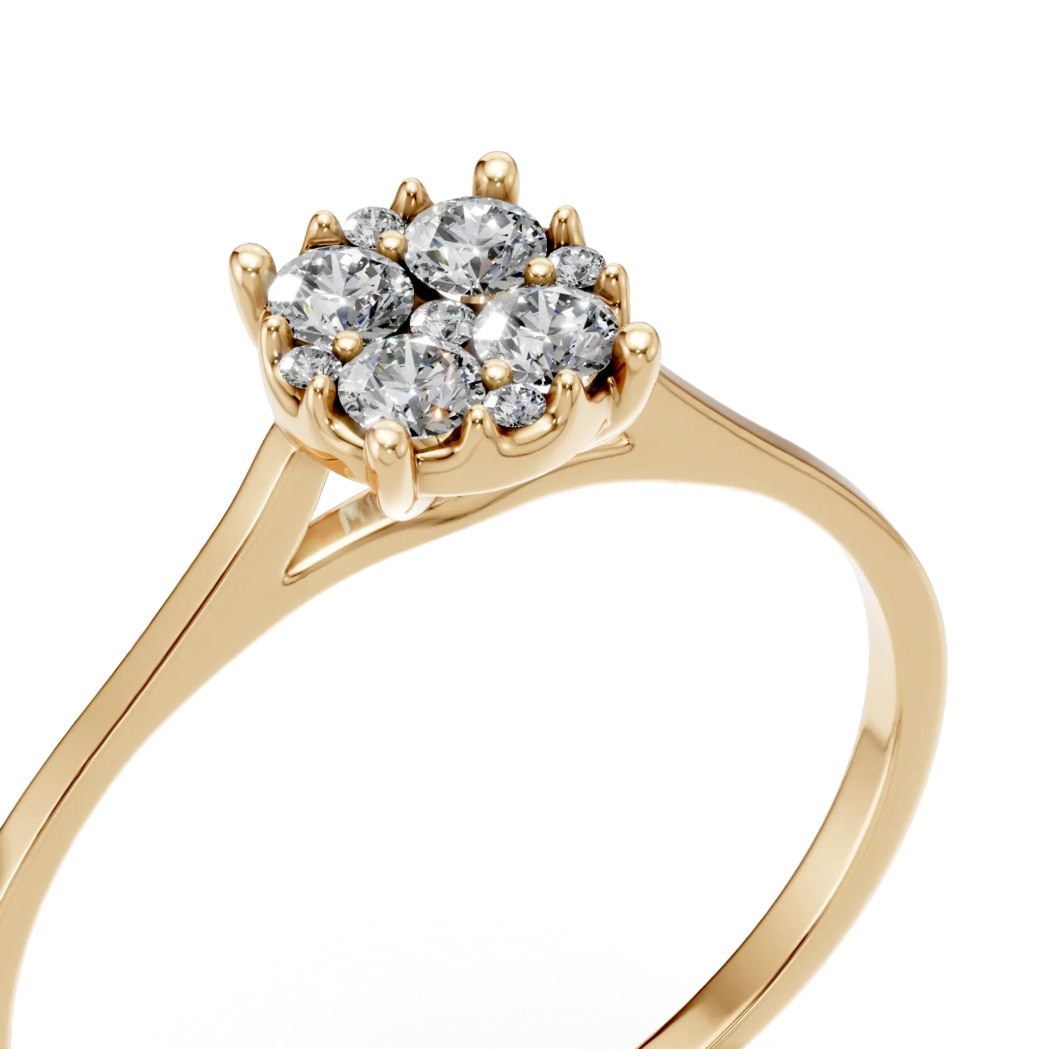 Inel de logodna din aur galben cu diamante de 0.1ct create in laborator