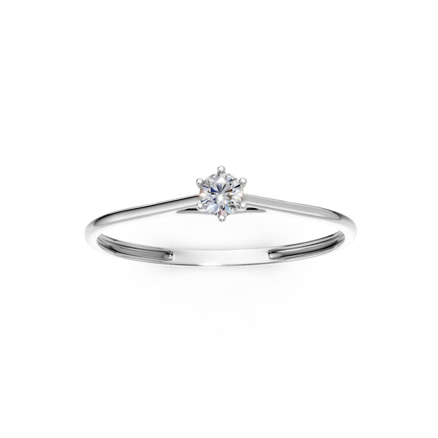 Inel de logodna din aur alb cu diamant solitaire de 0.1ct creat in laborator