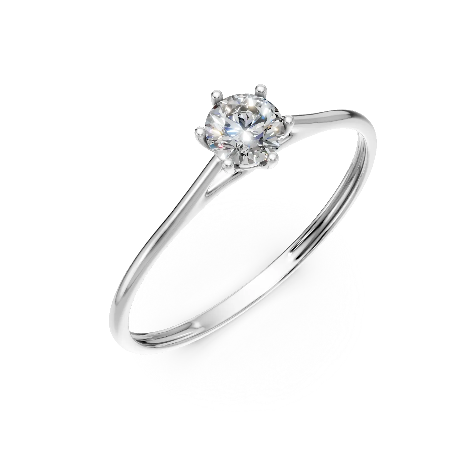 Inel de logodna din aur alb cu diamant solitaire de 0.3ct creat in laborator