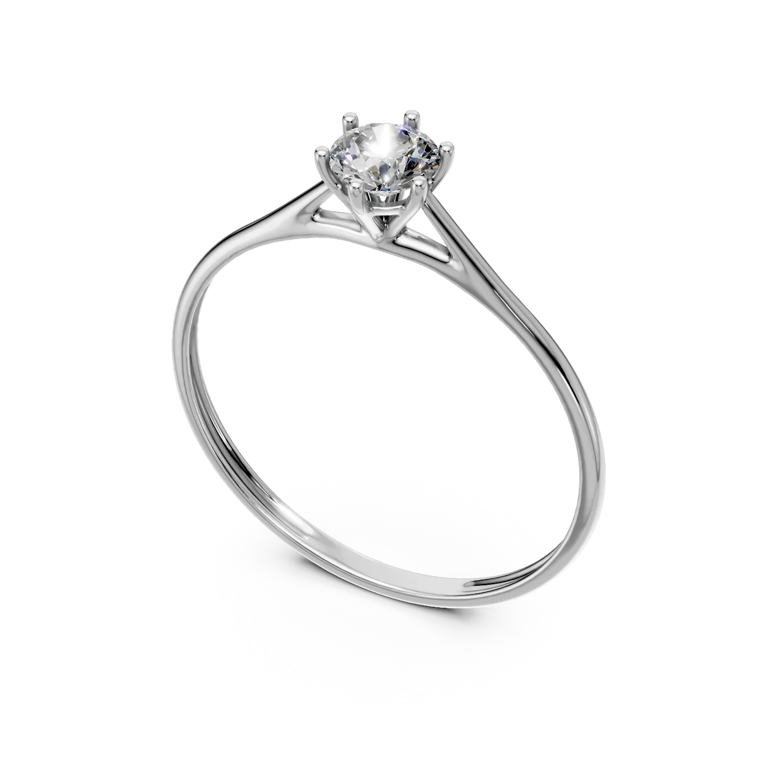 Inel de logodna din aur alb cu diamant solitaire de 0.3ct creat in laborator