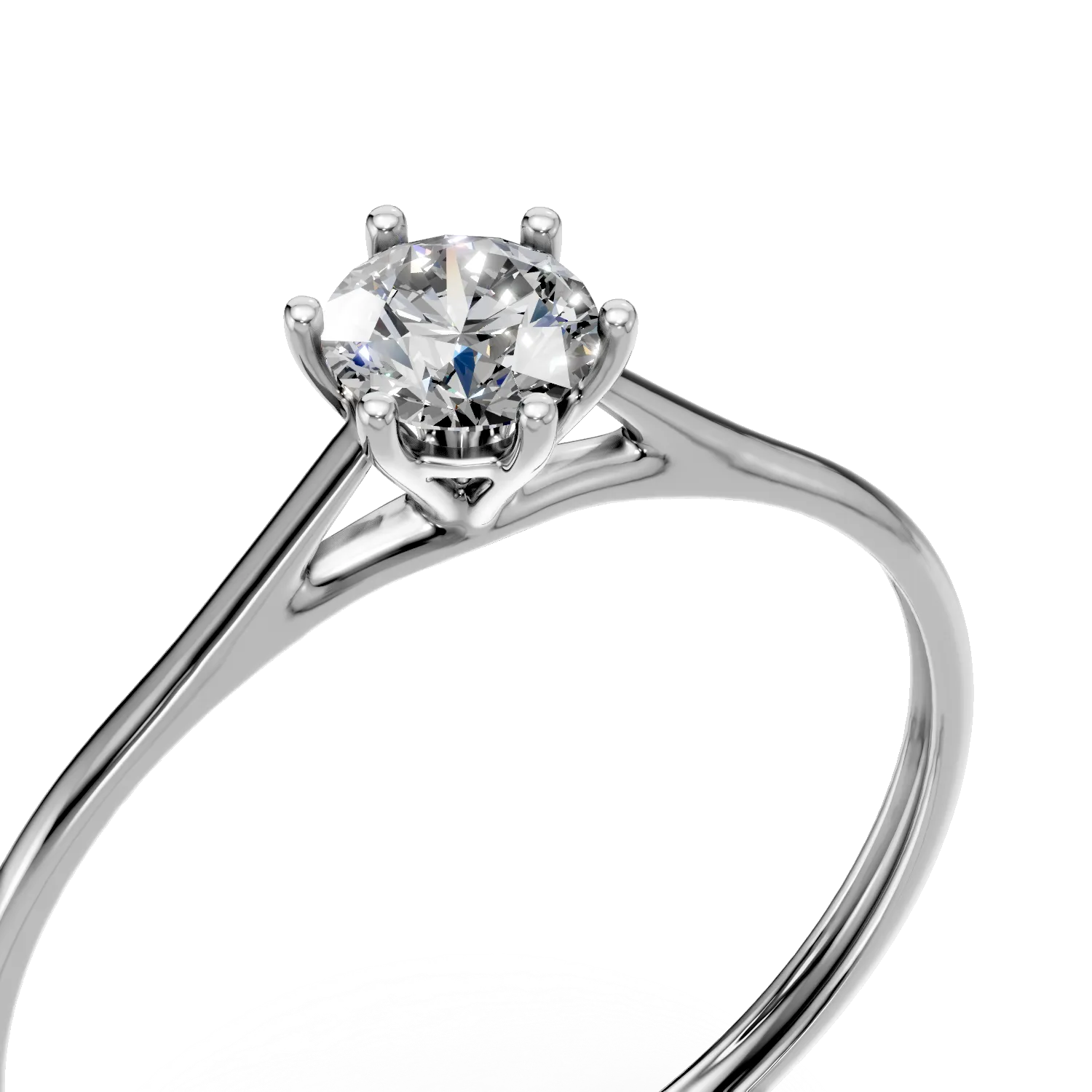 Inel de logodna din aur alb cu diamant solitaire de 0.3ct creat in laborator