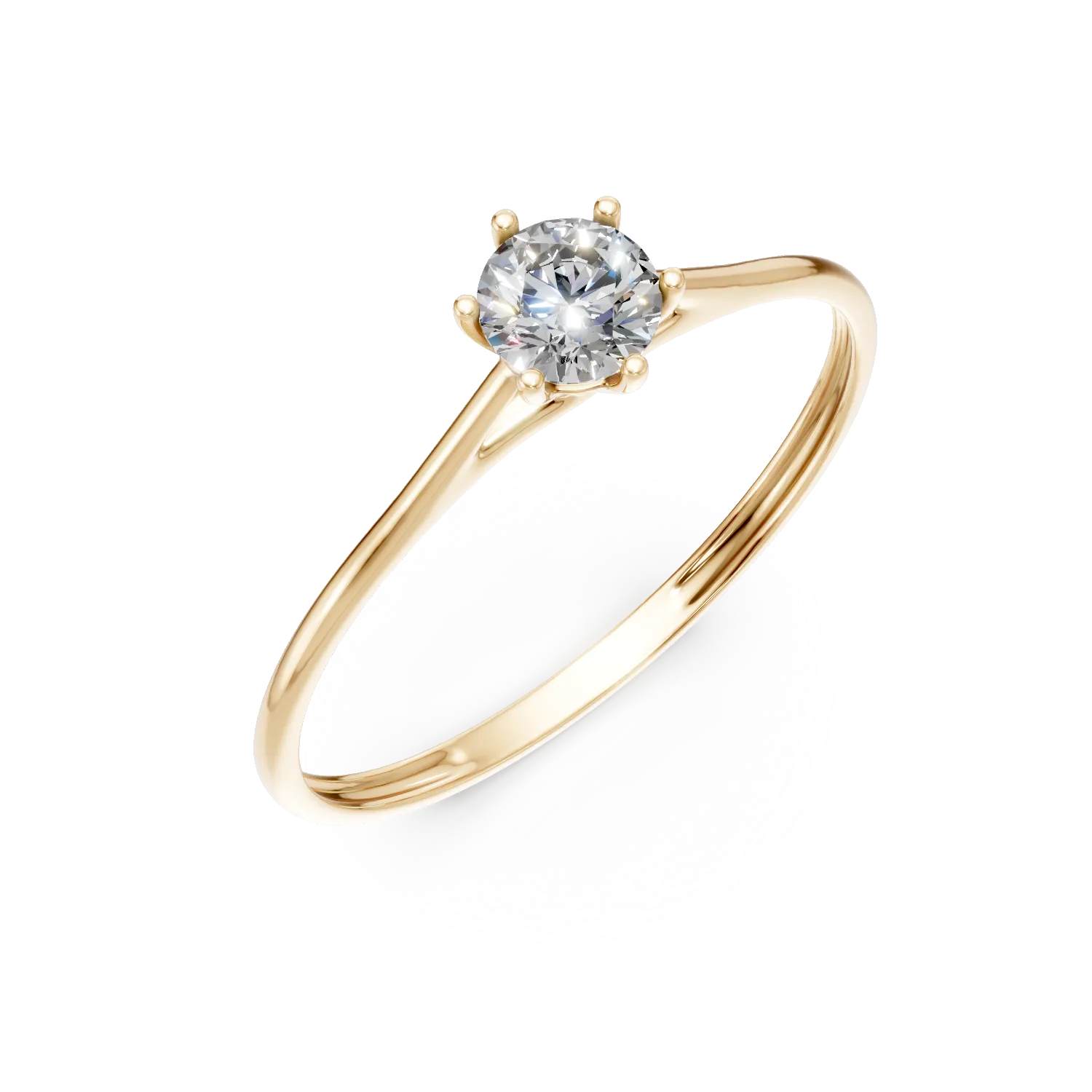 Inel de logodna din aur galben cu diamant solitaire de 0.3ct creat in laborator