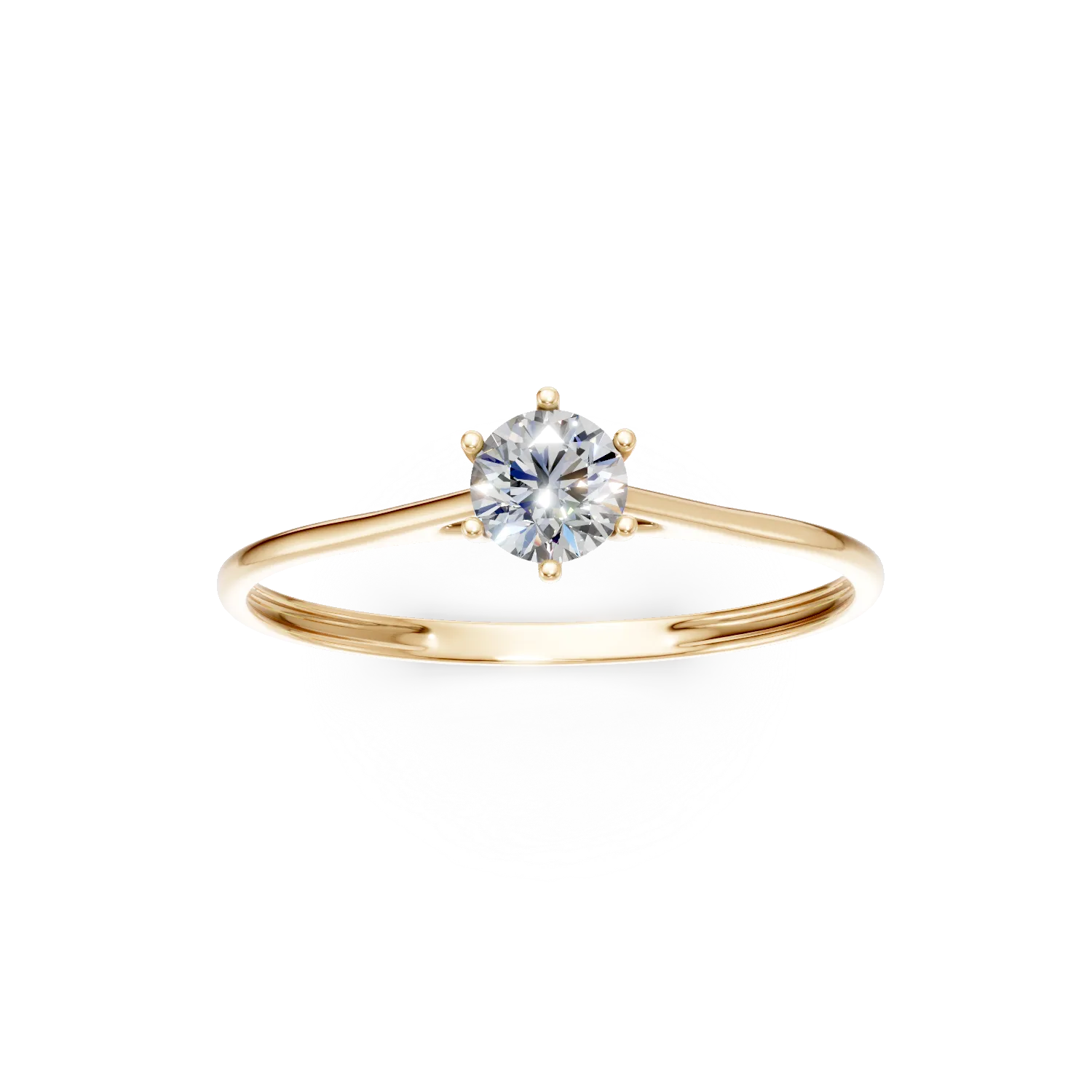 Inel de logodna din aur galben cu diamant solitaire de 0.3ct creat in laborator