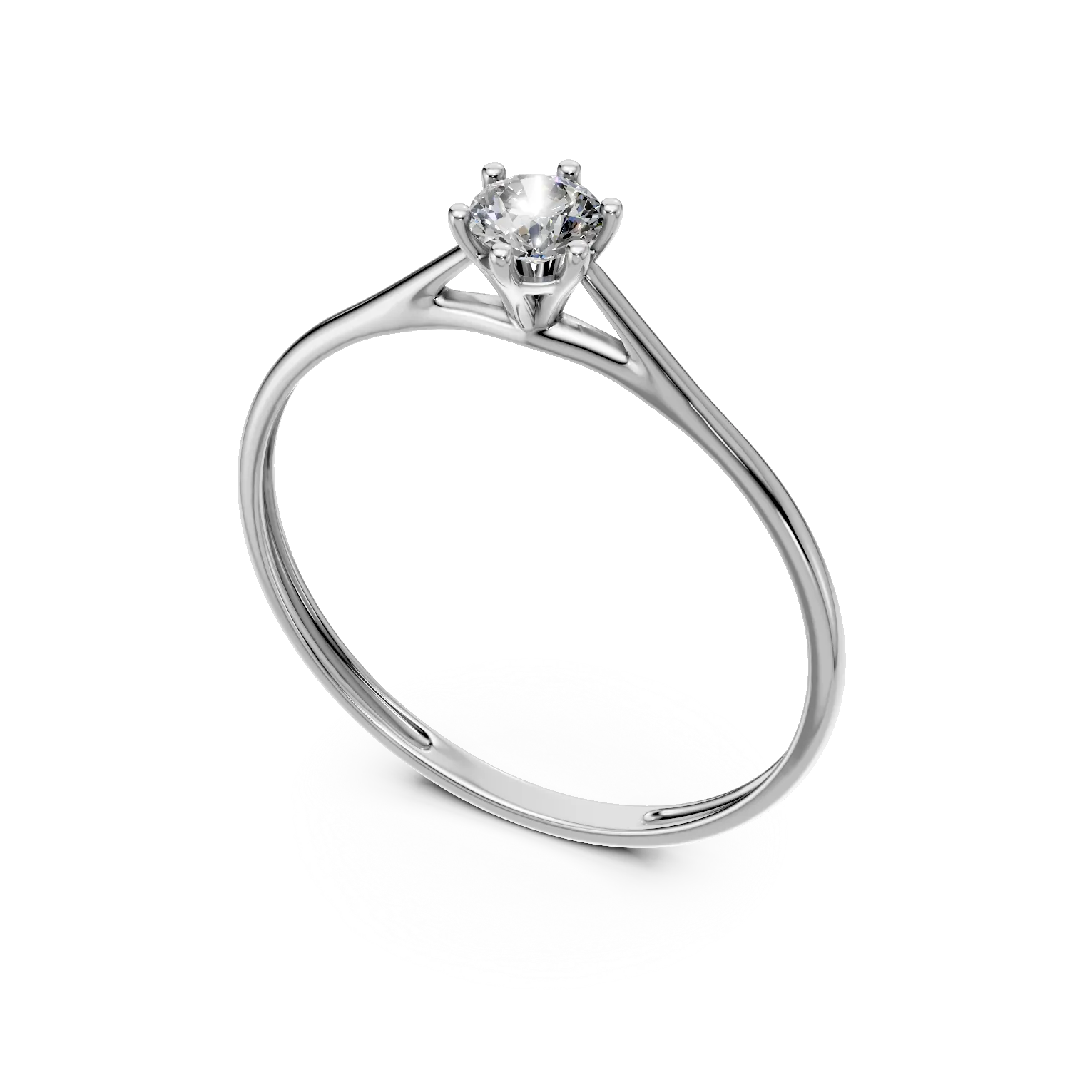 Inel de logodna din aur alb cu diamant solitaire de 0.2ct creat in laborator