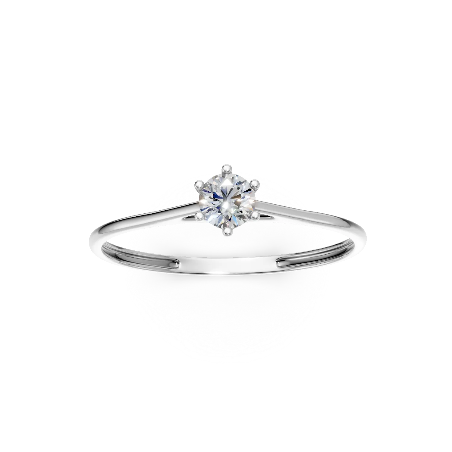 Inel de logodna din aur alb cu diamant solitaire de 0.2ct creat in laborator