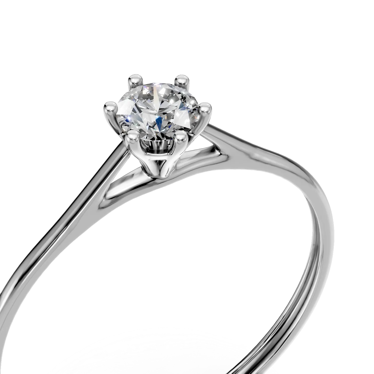 Inel de logodna din aur alb cu diamant solitaire de 0.2ct creat in laborator