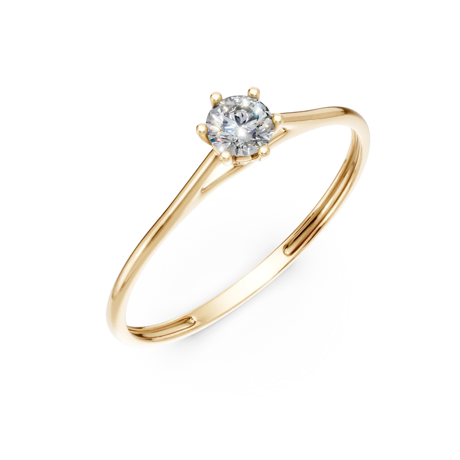 Inel de logodna din aur galben cu diamant solitaire de 0.2ct creat in laborator
