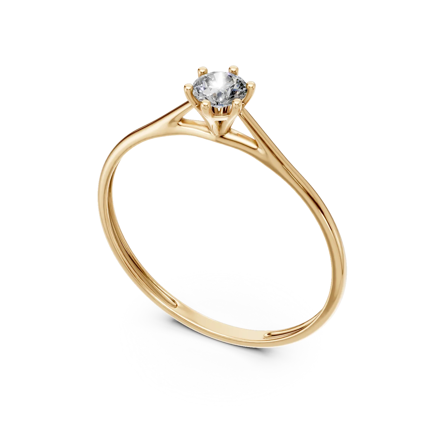 Inel de logodna din aur galben cu diamant solitaire de 0.2ct creat in laborator