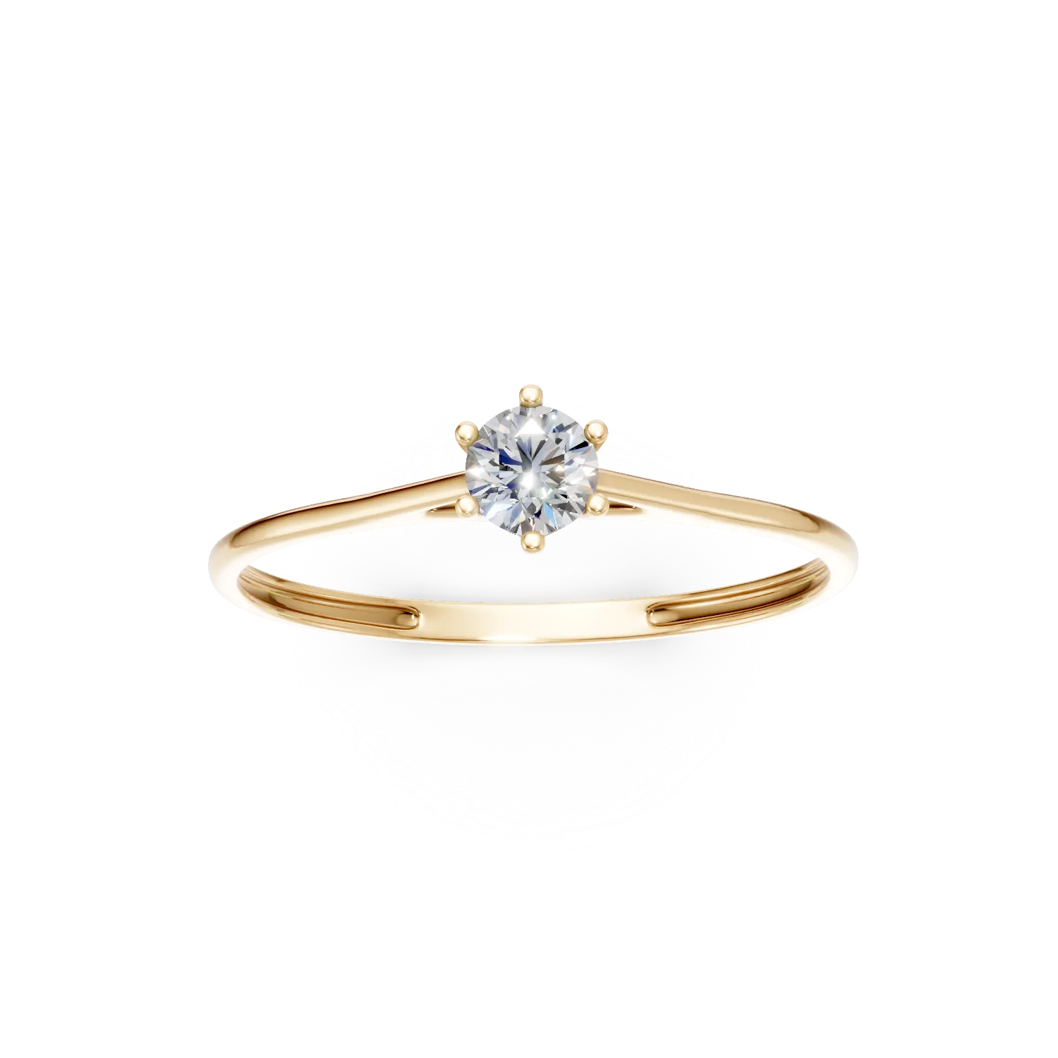 Inel de logodna din aur galben cu diamant solitaire de 0.2ct creat in laborator