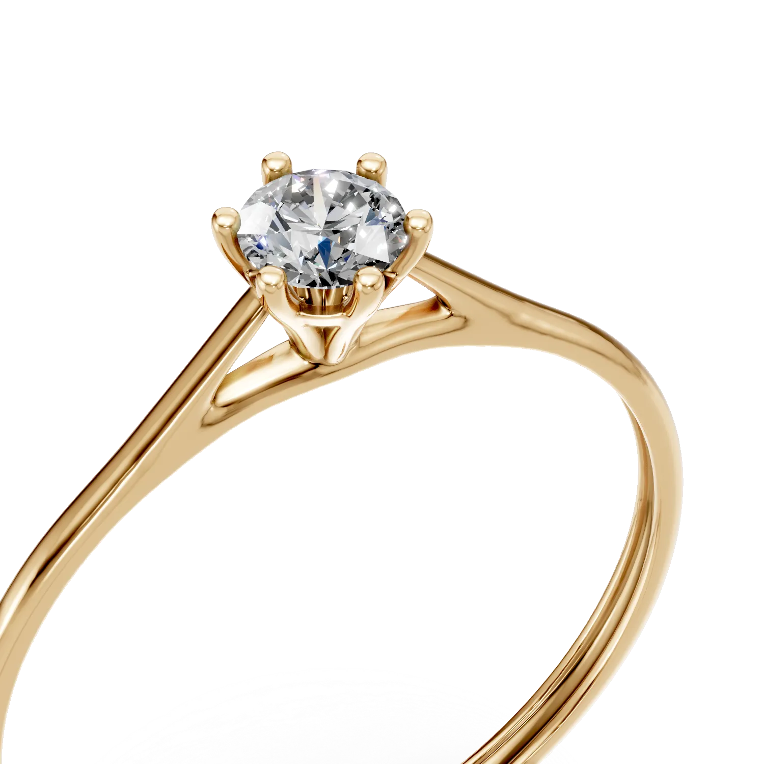Inel de logodna din aur galben cu diamant solitaire de 0.2ct creat in laborator