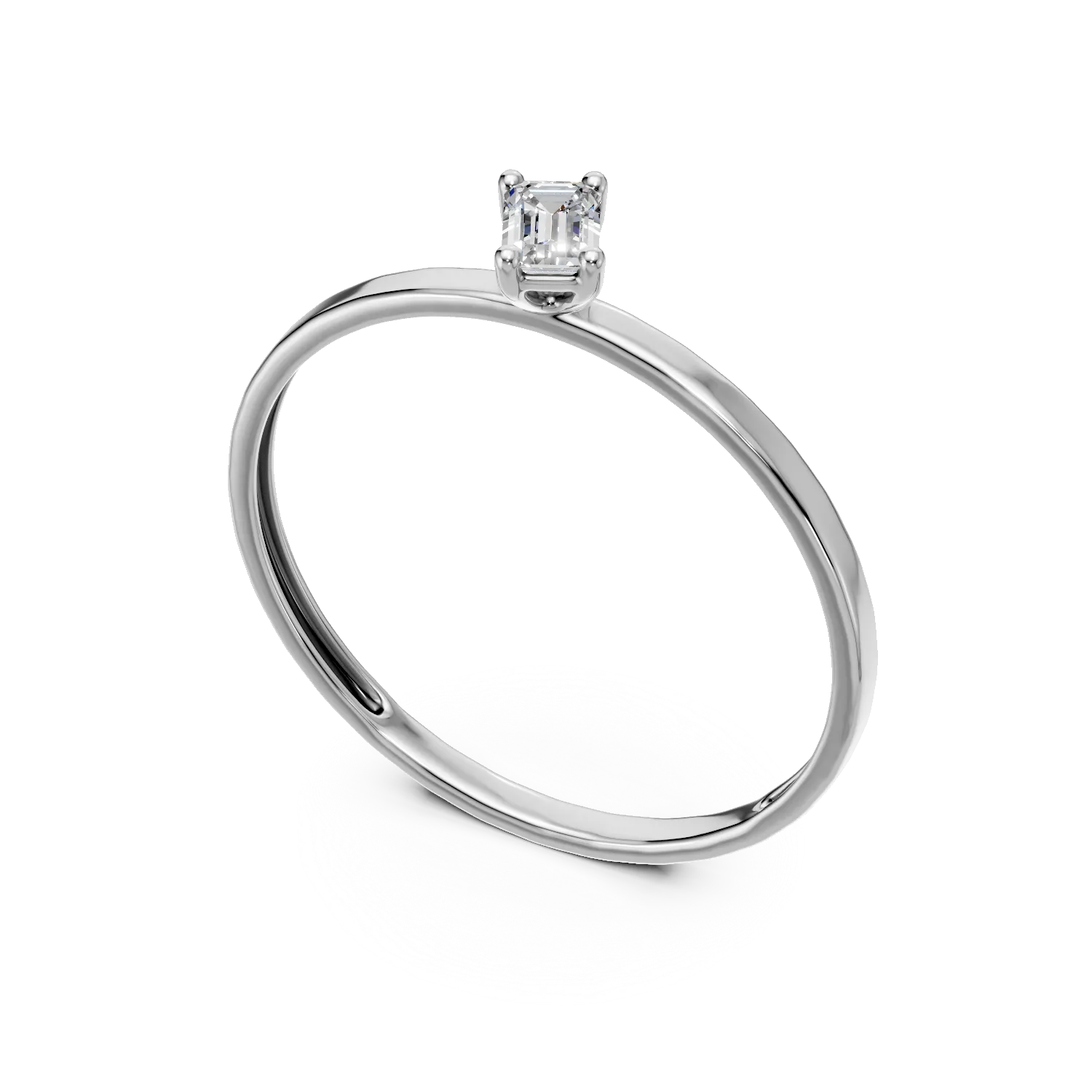 Inel de logodna din aur alb cu diamant solitaire de 0.1ct creat in laborator