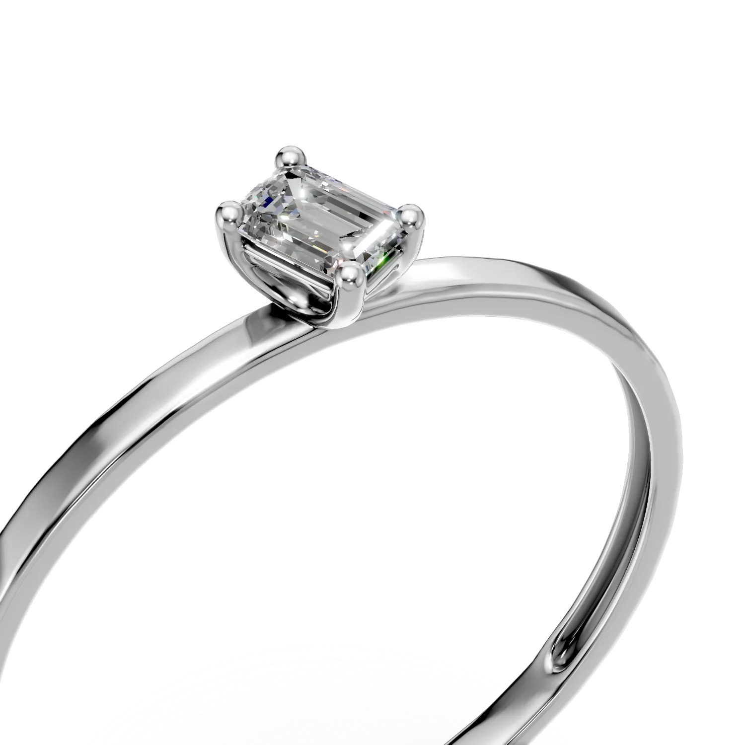 Inel de logodna din aur alb cu diamant solitaire de 0.1ct creat in laborator