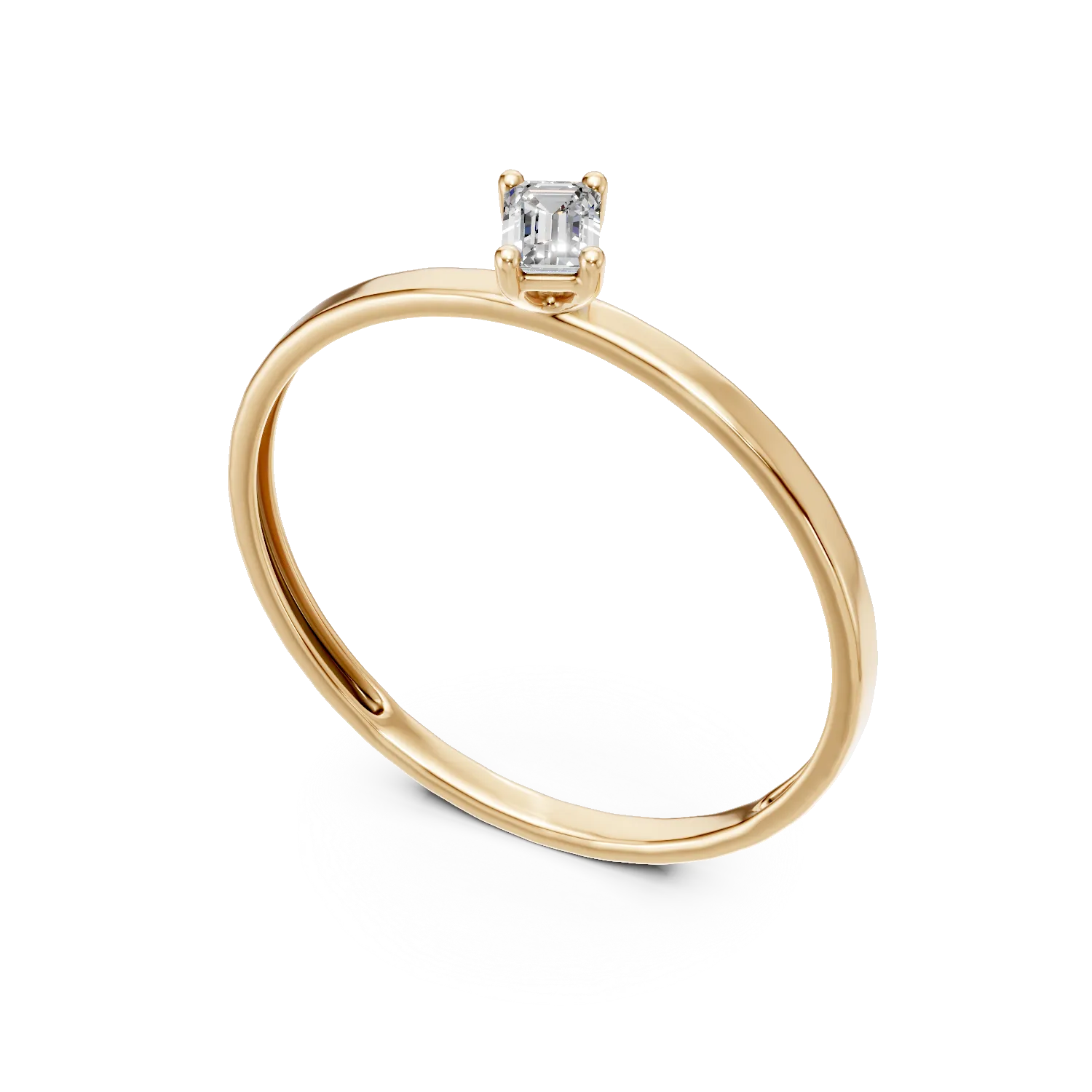 Inel de logodna din aur galben cu diamant solitaire de 0.1ct creat in laborator