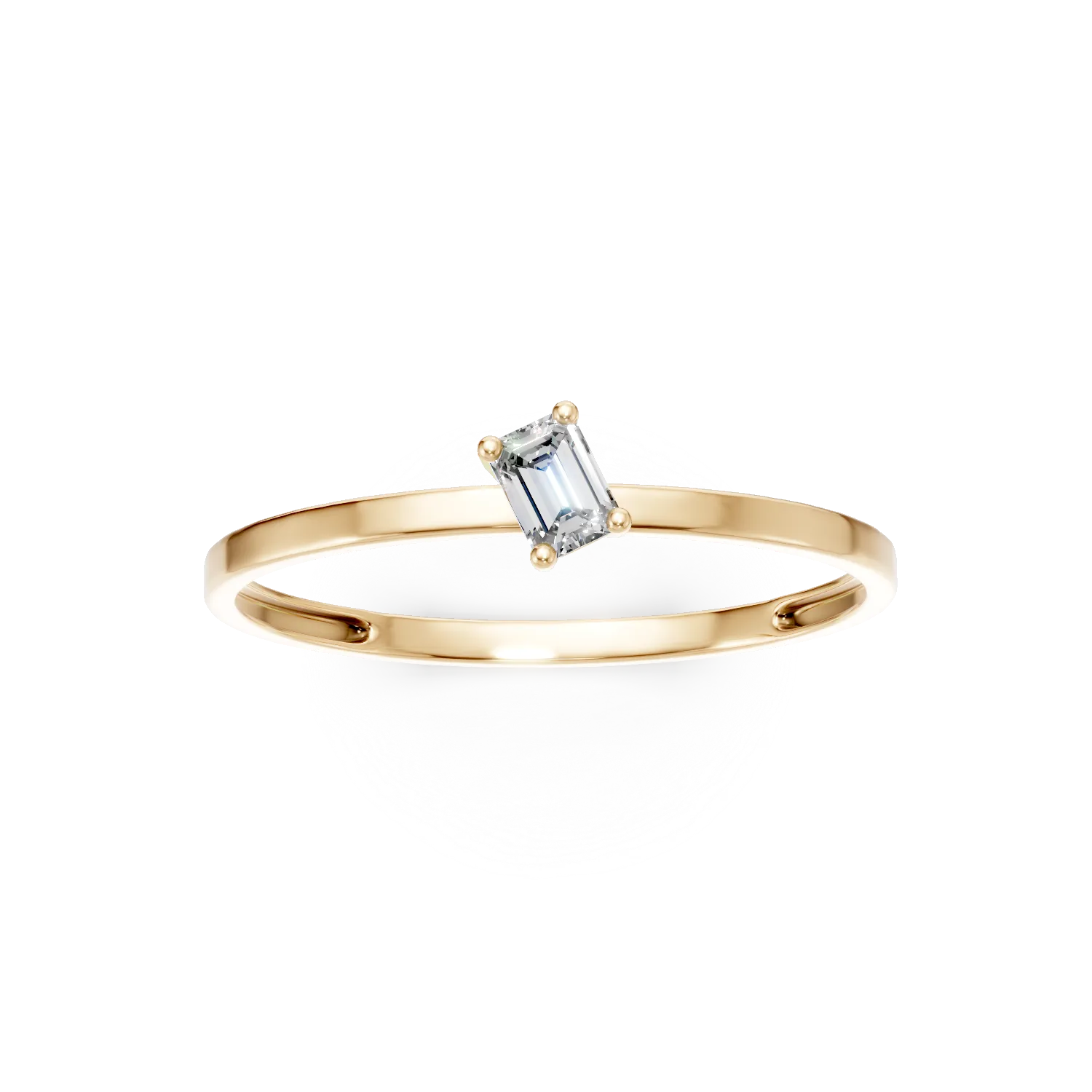 Inel de logodna din aur galben cu diamant solitaire de 0.1ct creat in laborator
