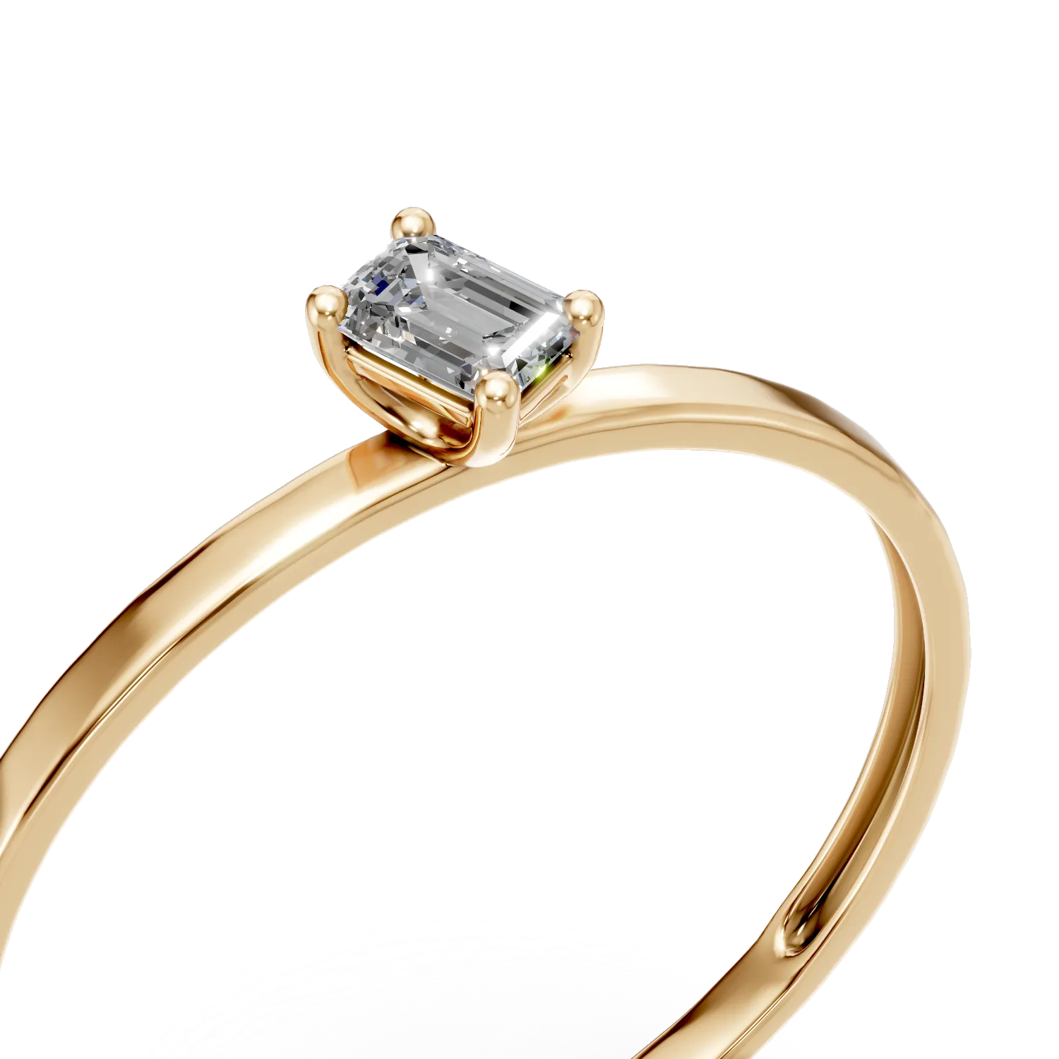 Inel de logodna din aur galben cu diamant solitaire de 0.1ct creat in laborator