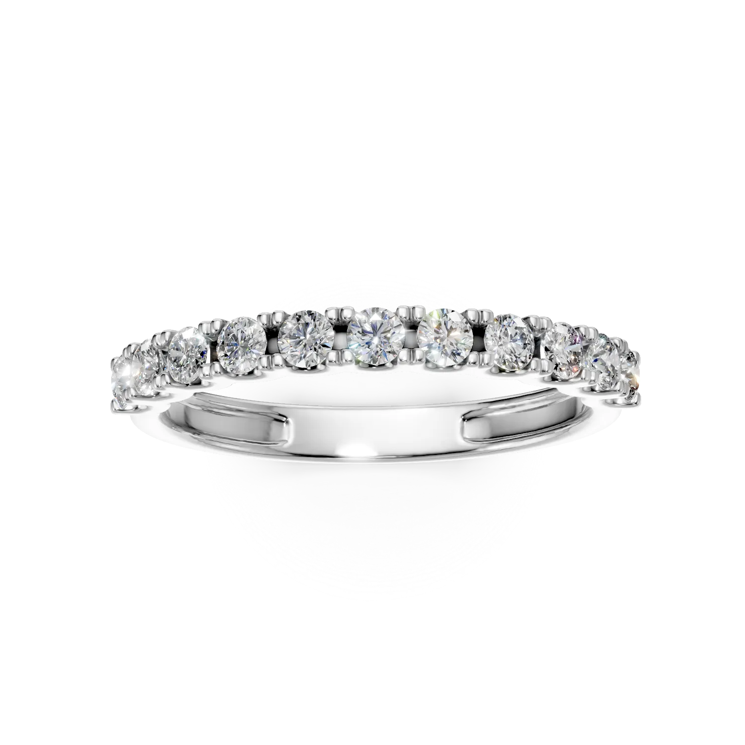 Inel semi eternity din aur alb cu diamante de 0.5ct create in laborator