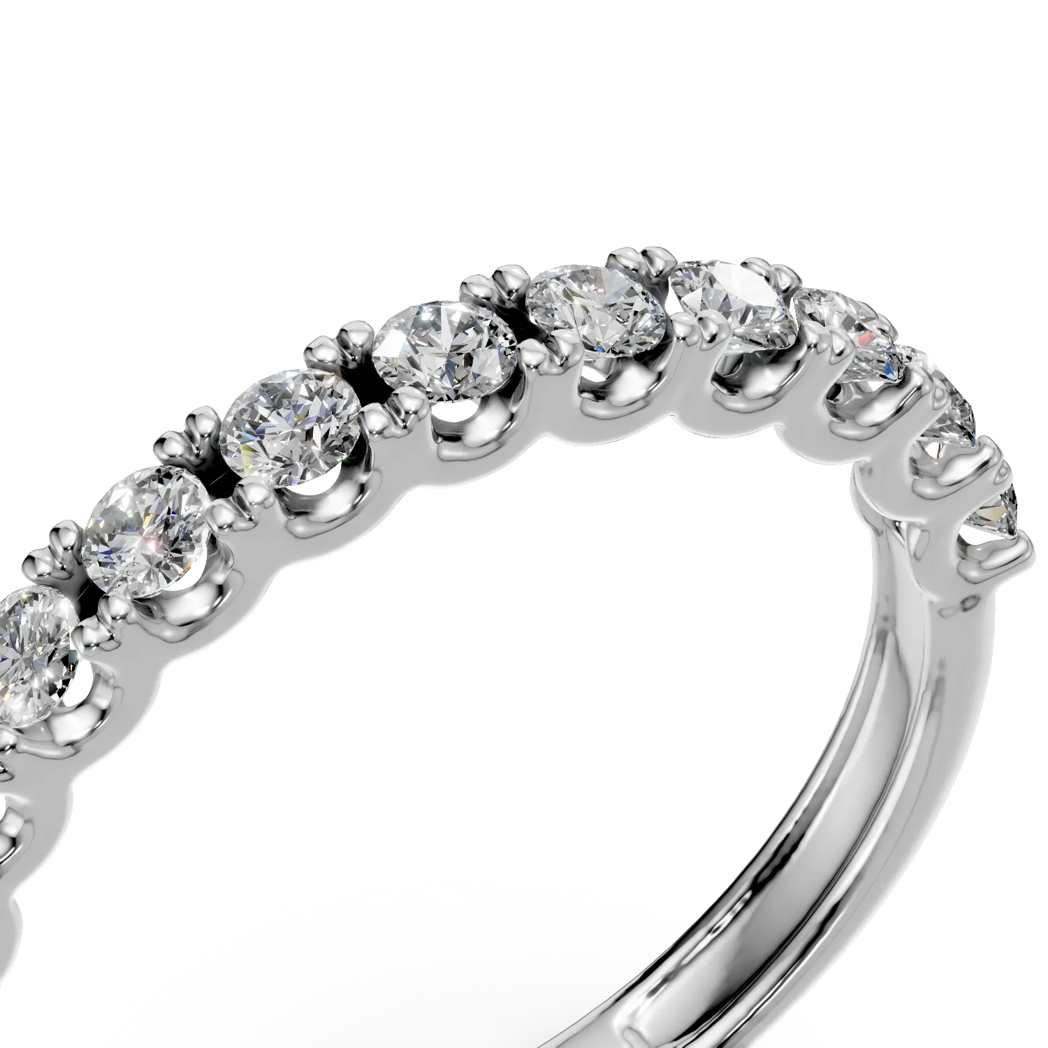 Inel semi eternity din aur alb cu diamante de 0.5ct create in laborator