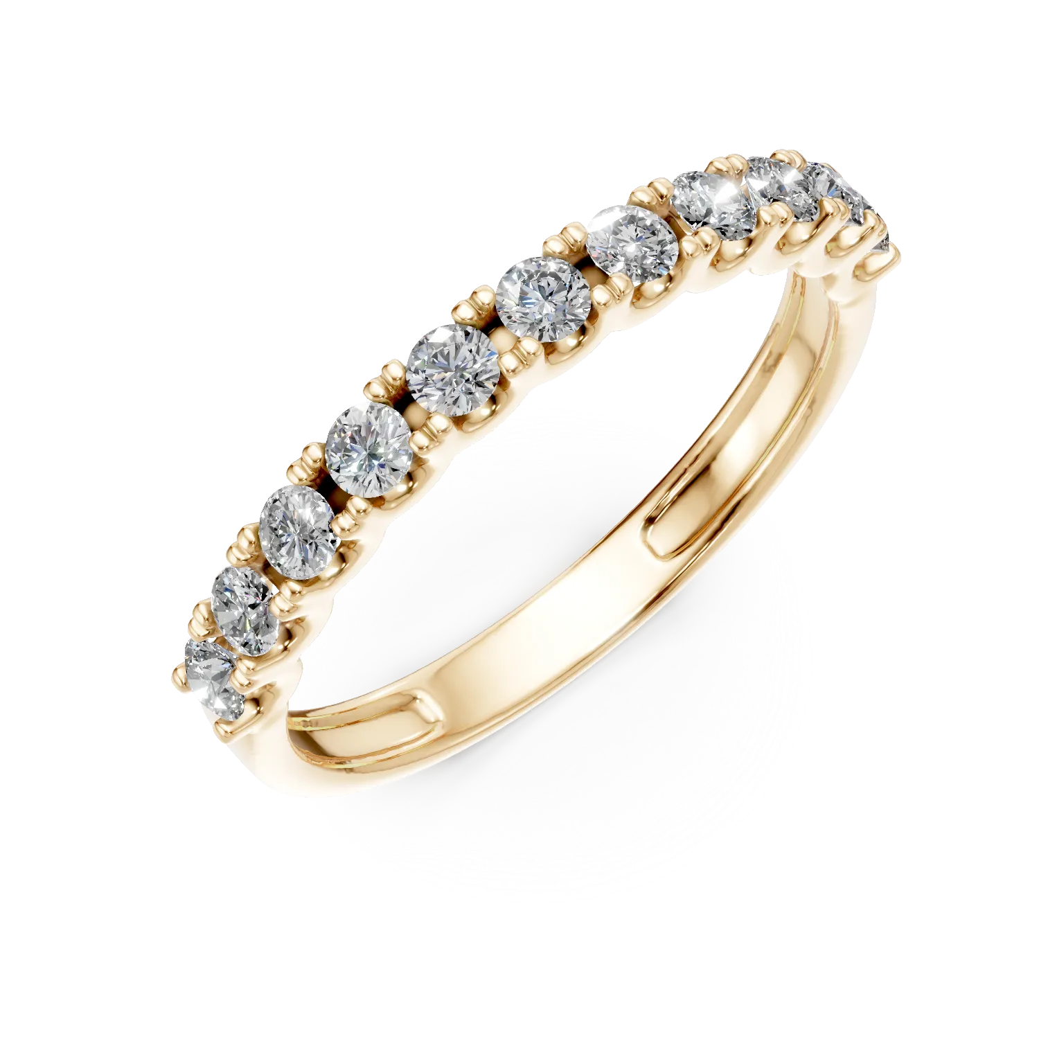 Inel semi eternity din aur galben cu diamante de 0.5ct create in laborator