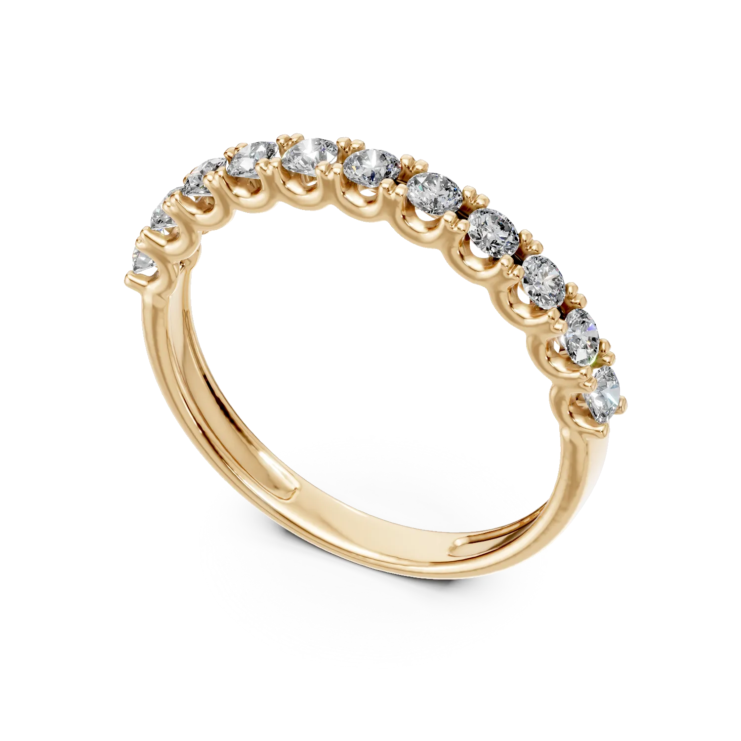 Inel semi eternity din aur galben cu diamante de 0.5ct create in laborator