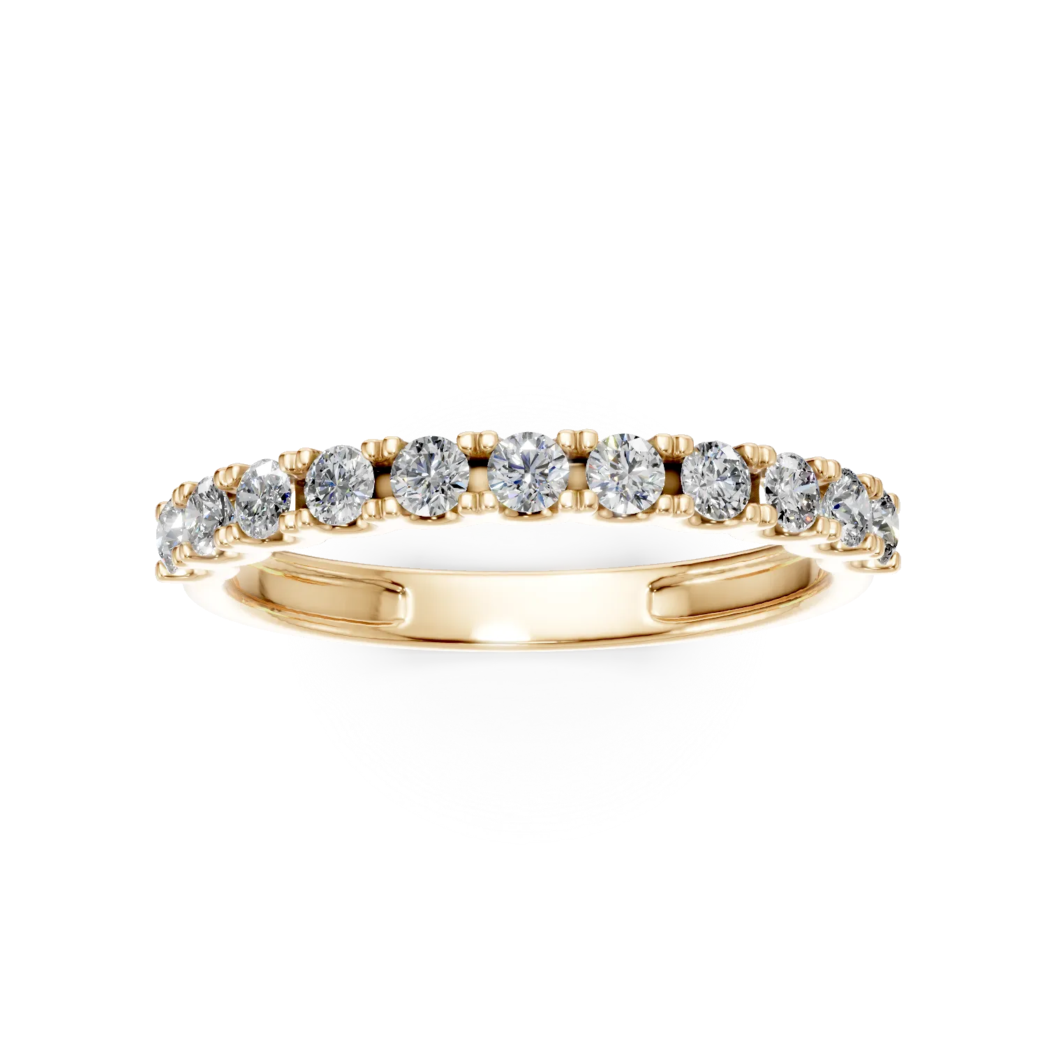 Inel semi eternity din aur galben cu diamante de 0.5ct create in laborator