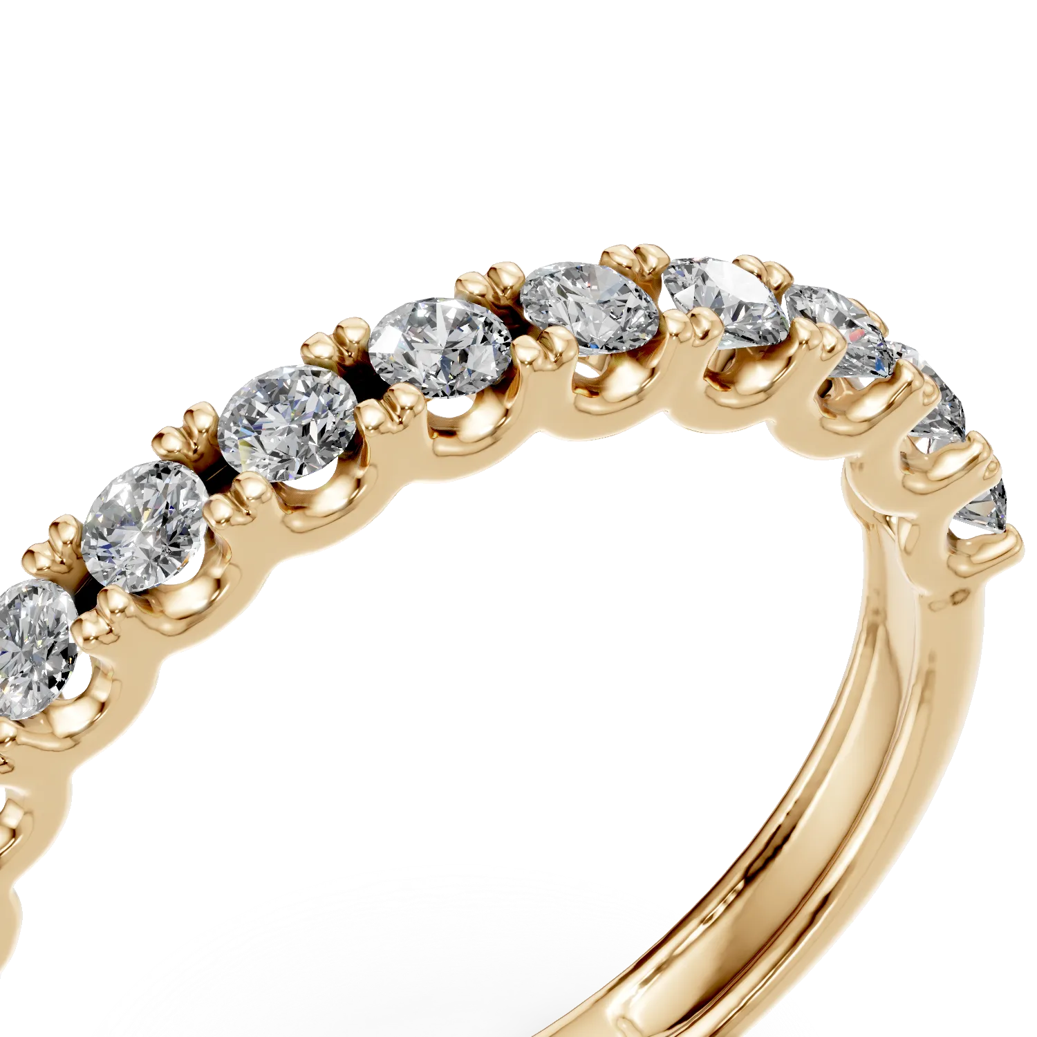 Inel semi eternity din aur galben cu diamante de 0.5ct create in laborator