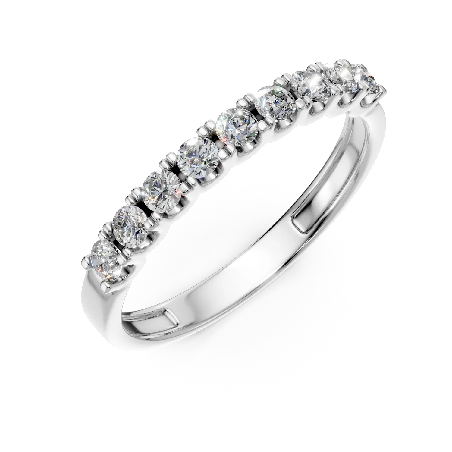 Inel semi eternity din aur alb cu diamante de 0.4ct create in laborator