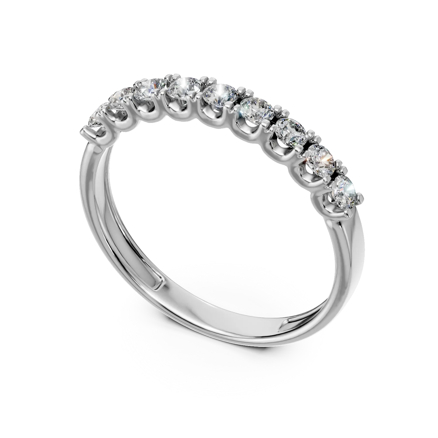 Inel semi eternity din aur alb cu diamante de 0.4ct create in laborator