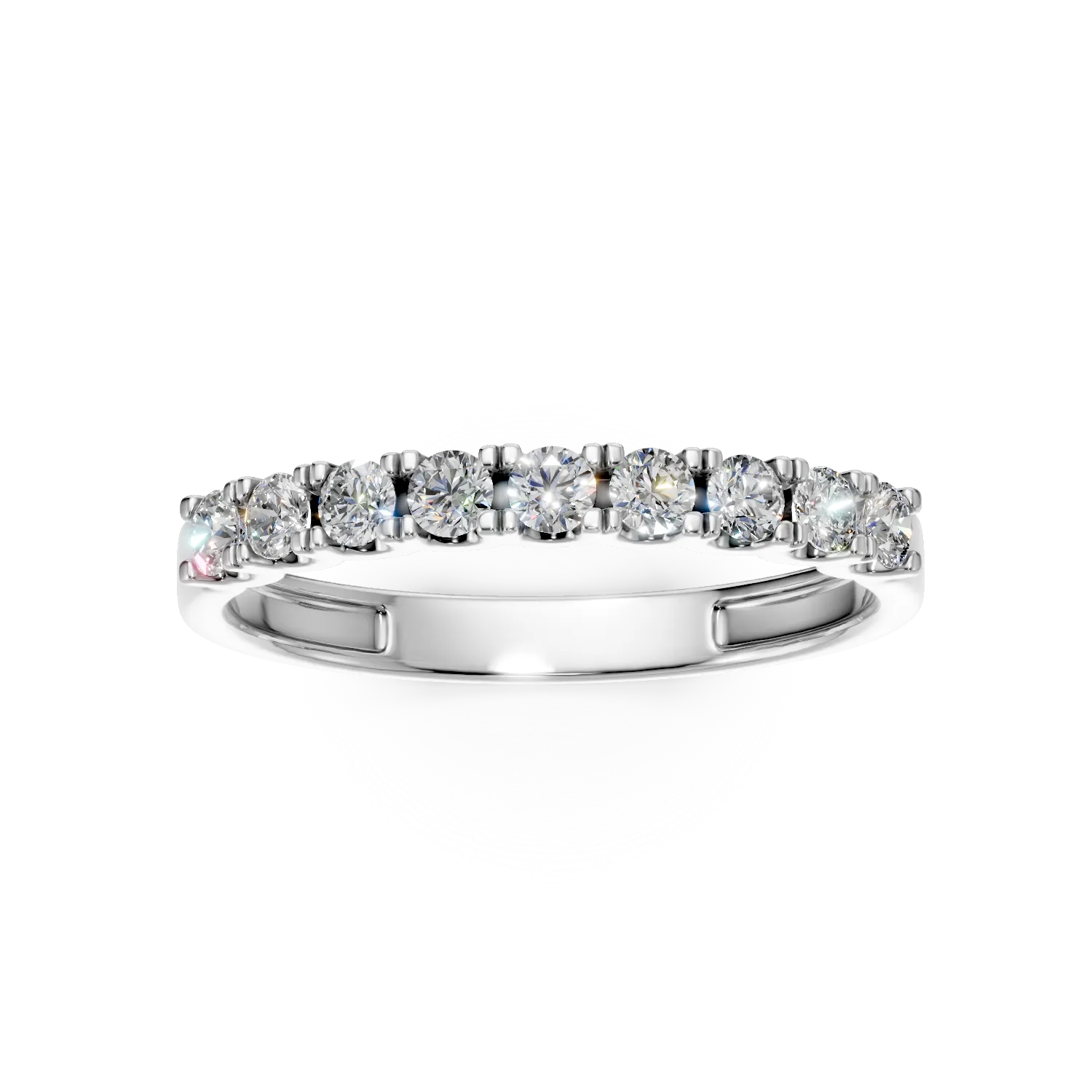 Inel semi eternity din aur alb cu diamante de 0.4ct create in laborator