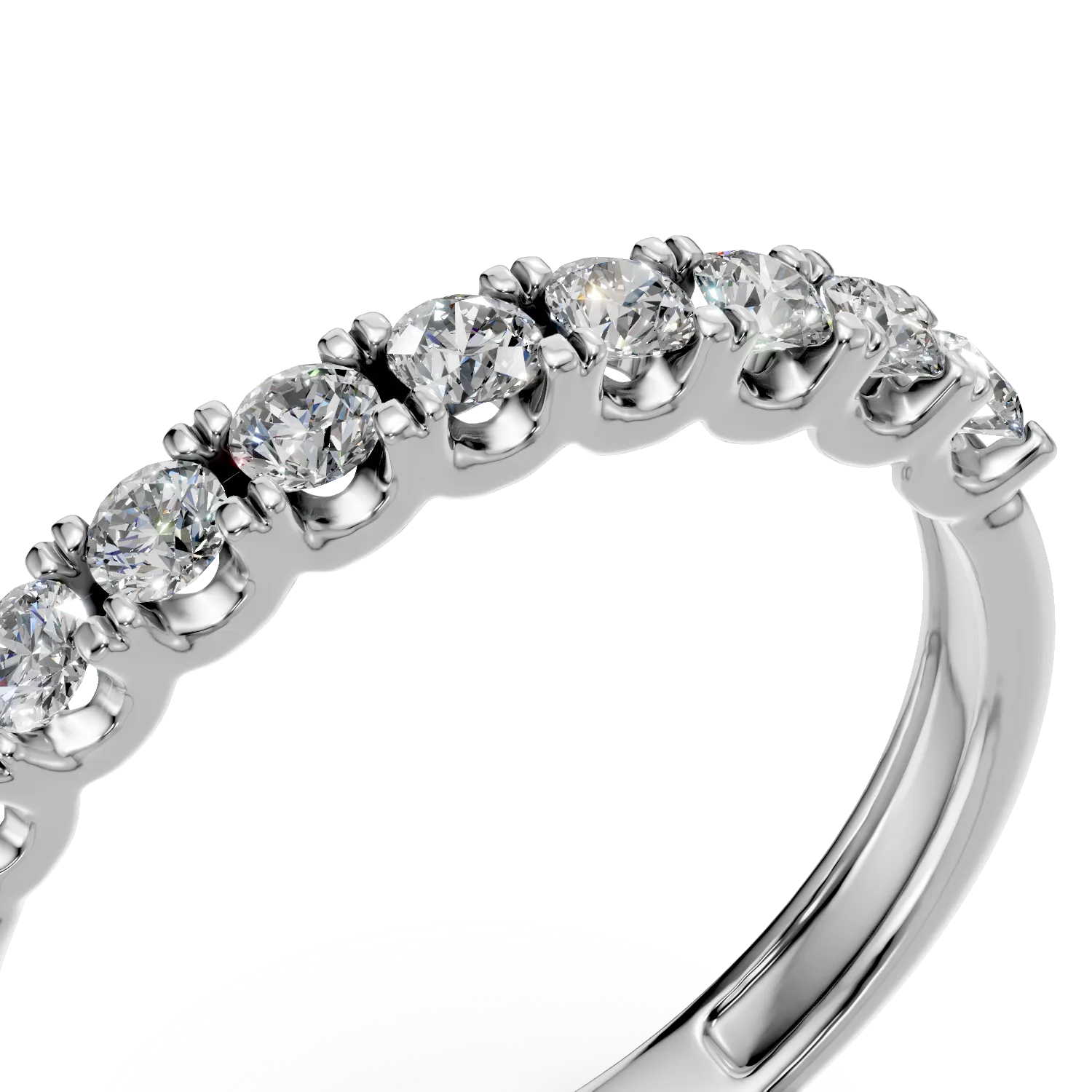 Inel semi eternity din aur alb cu diamante de 0.4ct create in laborator