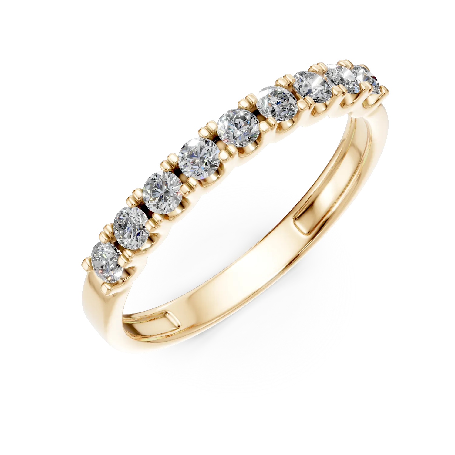 Inel semi eternity din aur galben cu diamante de 0.4ct create in laborator