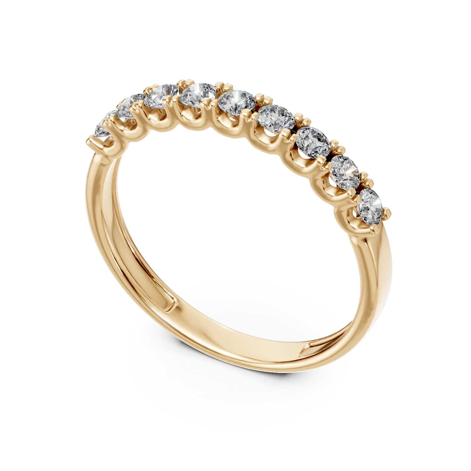 Inel semi eternity din aur galben cu diamante de 0.4ct create in laborator