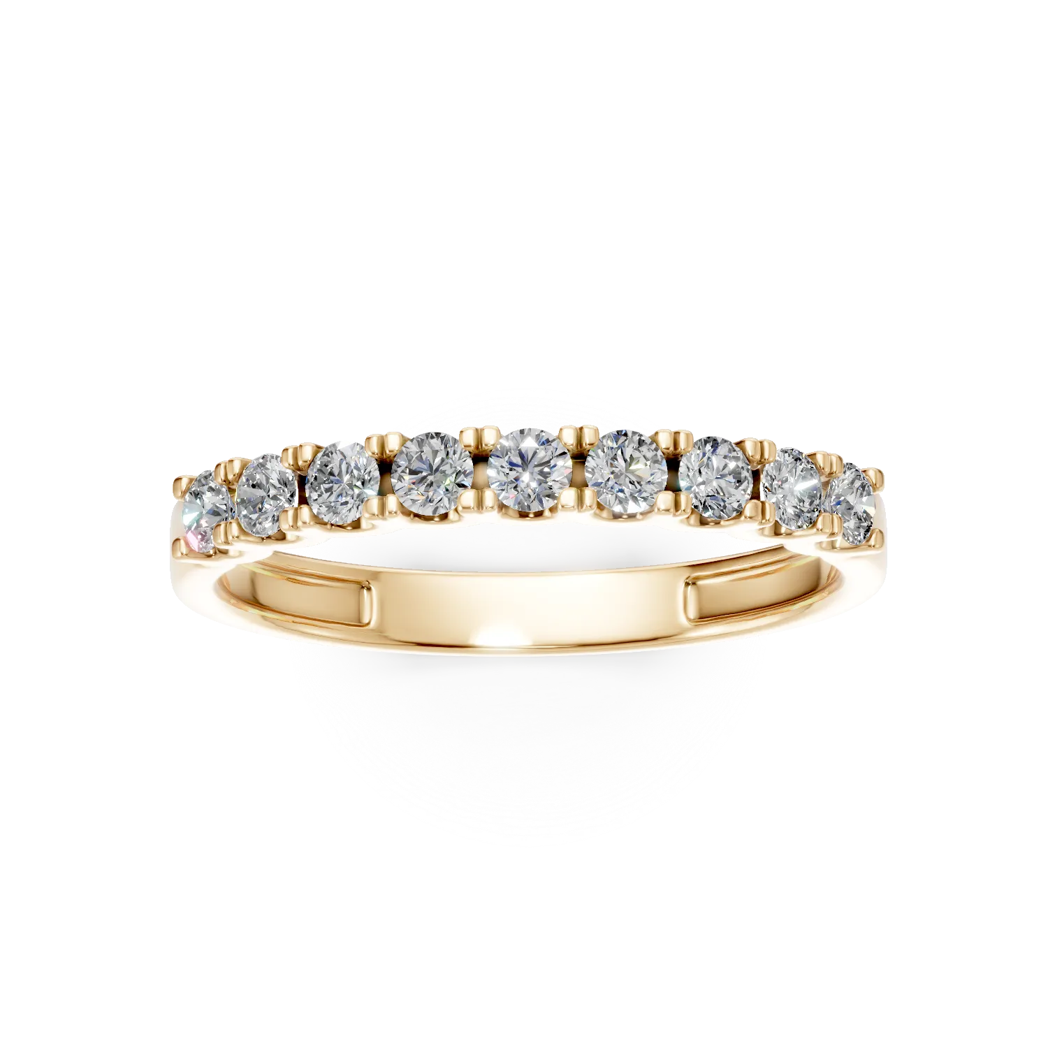 Inel semi eternity din aur galben cu diamante de 0.4ct create in laborator