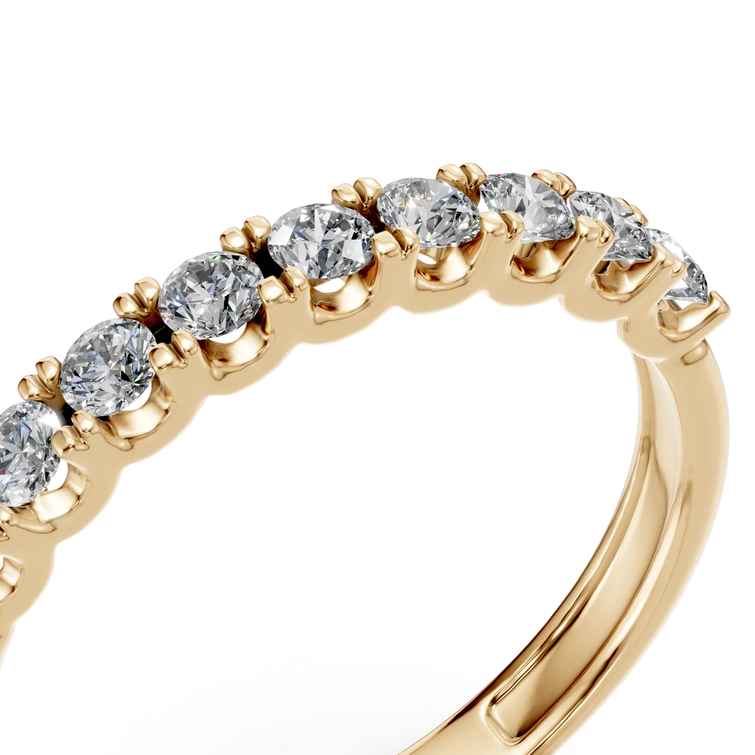 Inel semi eternity din aur galben cu diamante de 0.4ct create in laborator