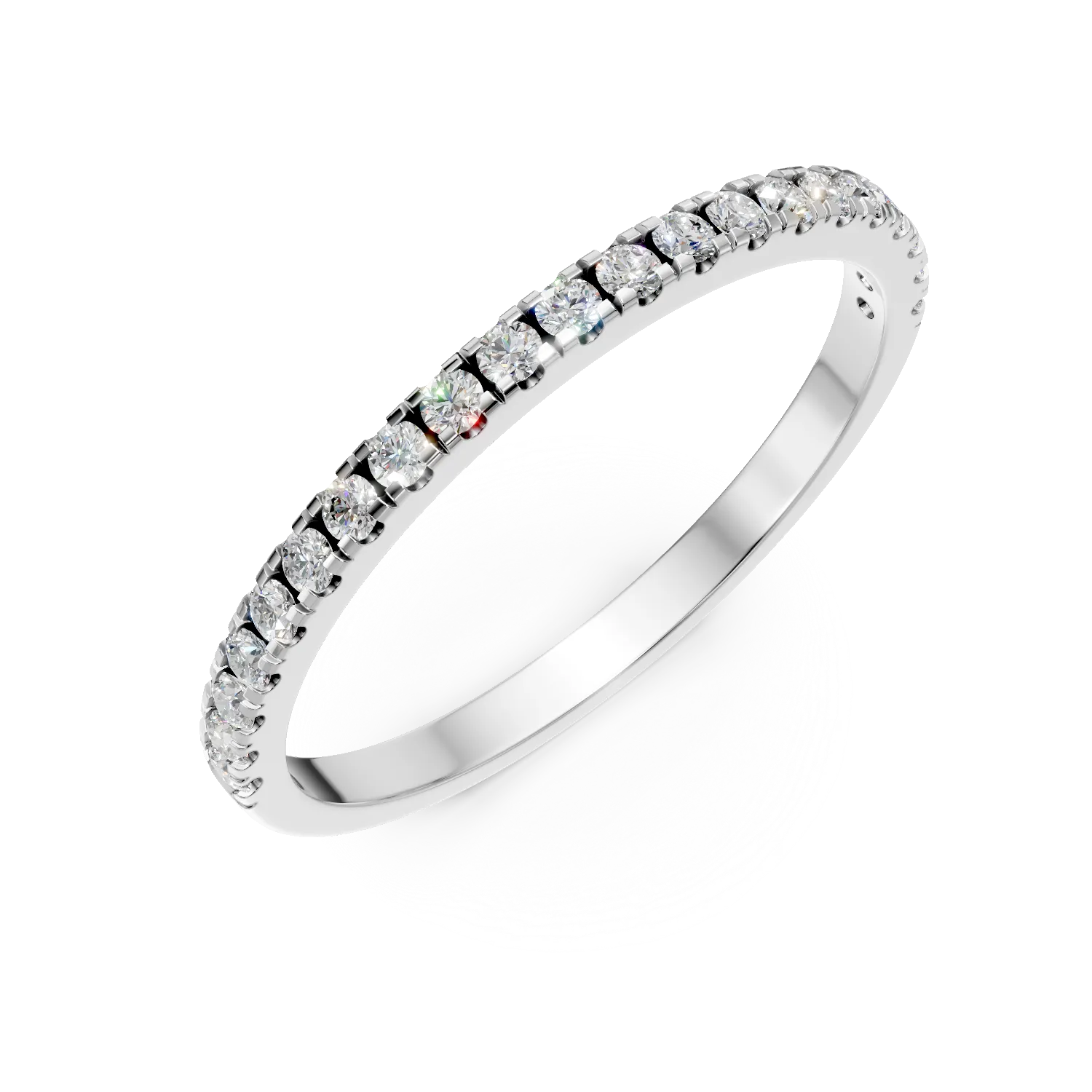 Inel semi eternity din aur alb cu diamante de 0.1ct create in laborator